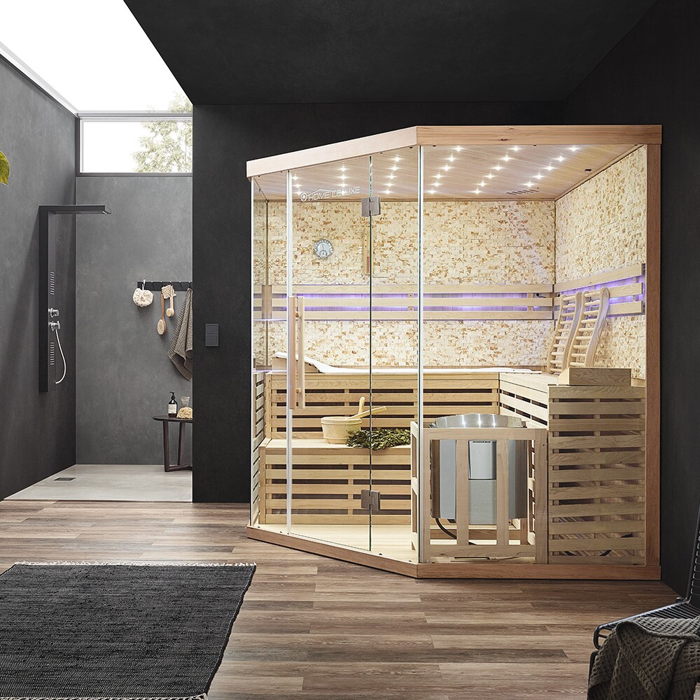 HOME DELUXE Traditionelle Sauna SKYLINE BIG - XL mit Kunststeinwand - Bild 1