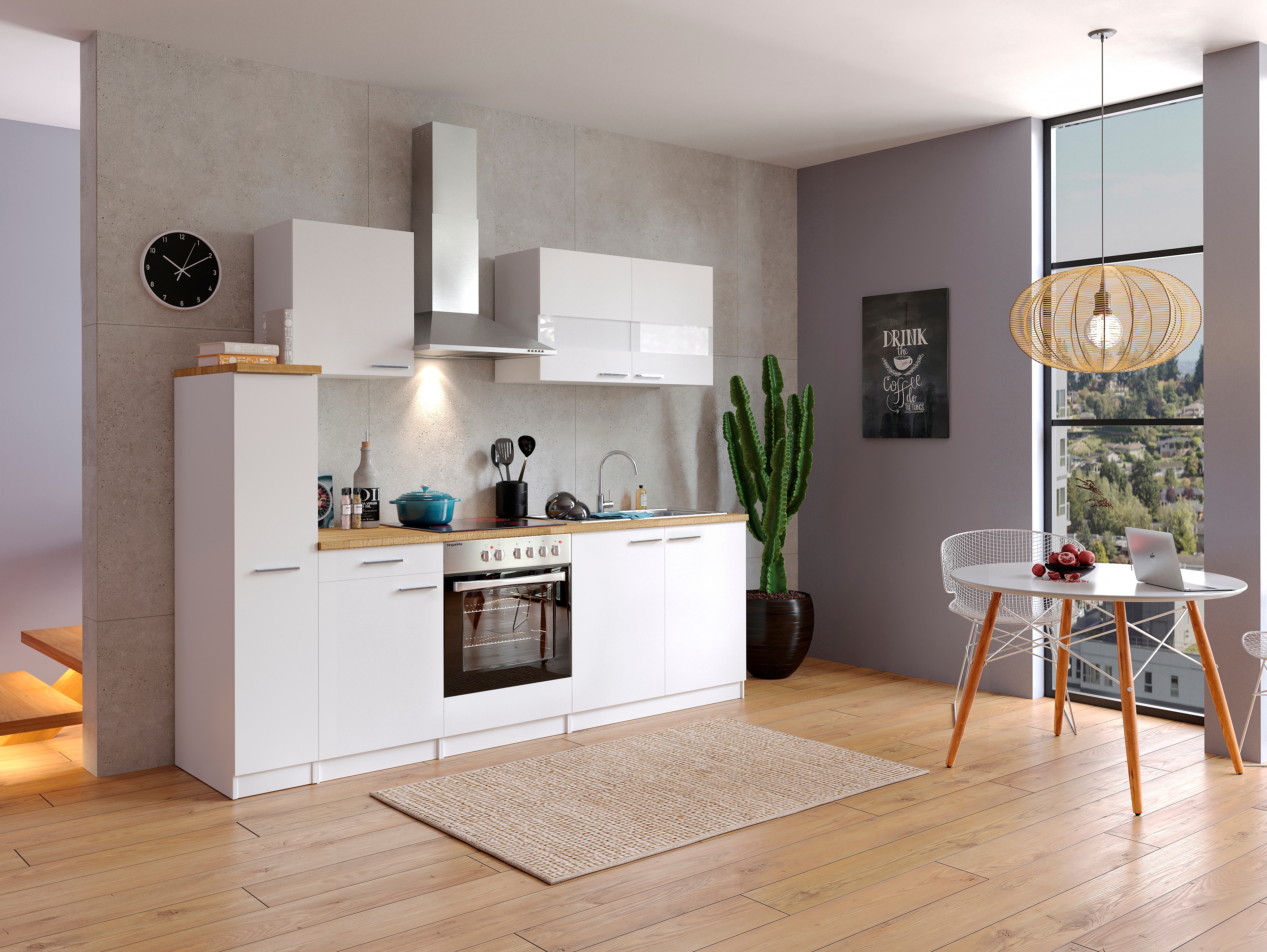 Respekta K&uuml;chenzeile KB240WWC 240 cm Wei&szlig; - Bild 1