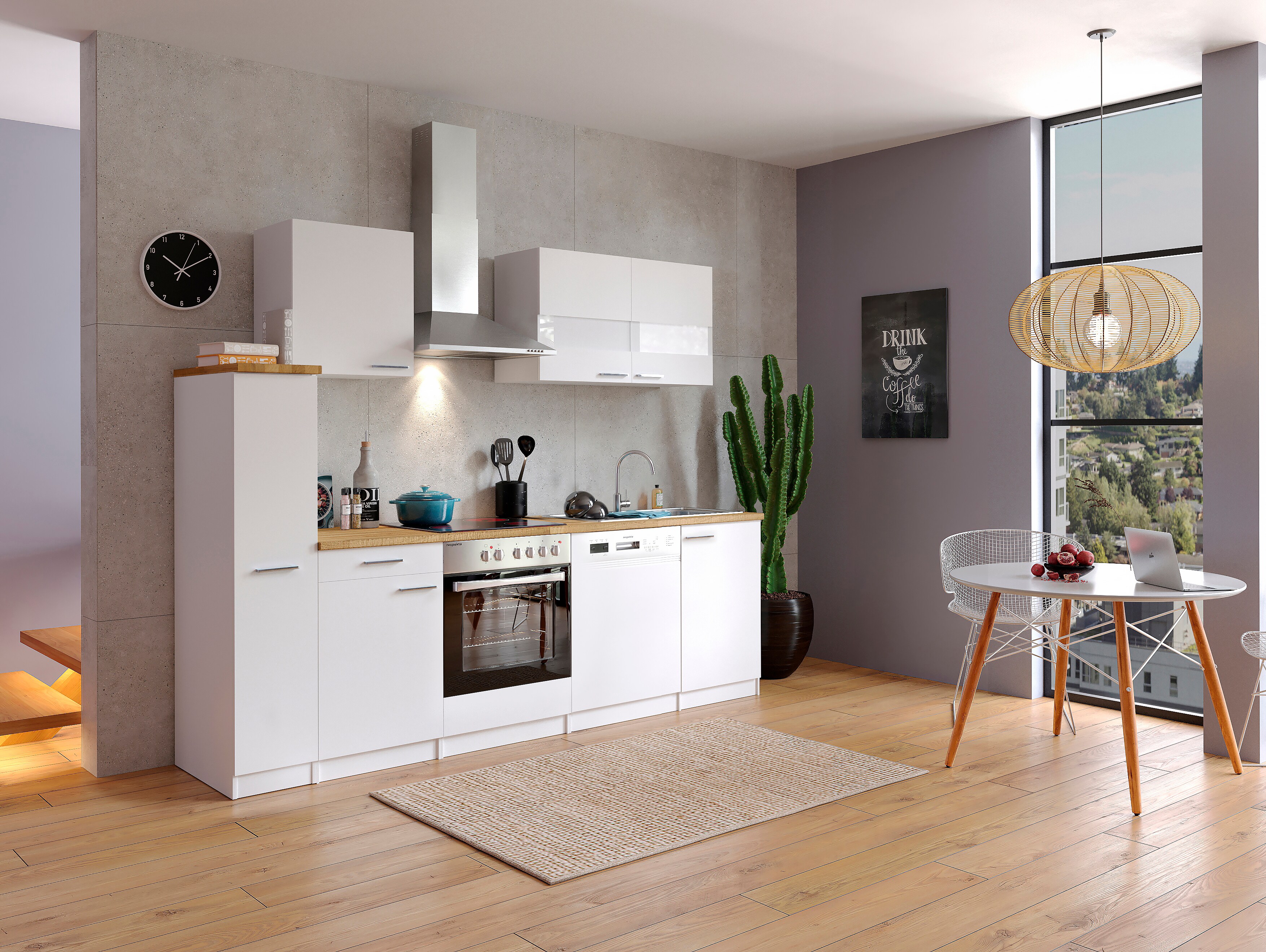 Respekta K&uuml;chenzeile KB250WWC 250 cm Wei&szlig; - Bild 1