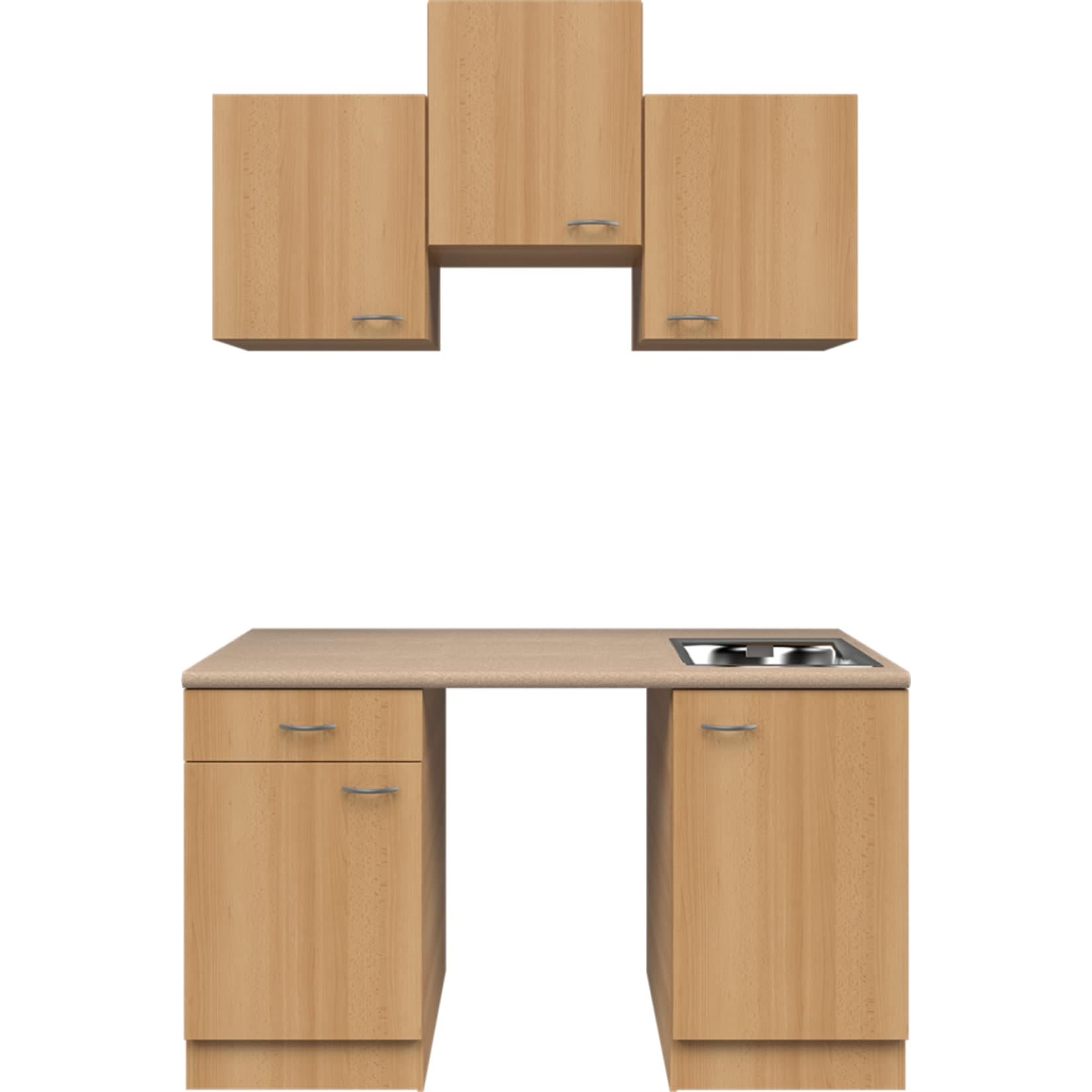 Flex-Well K&uuml;chenzeile ohne E-Ger&auml;te 150 cm L-150-1004-000 Nano - Bild 1