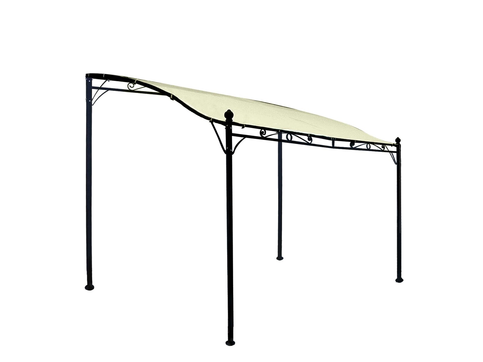 Anbaupavillon MANTOVA 3x2,5 Meter, Stahl dunkel, Plane PVC-beschichtet écru