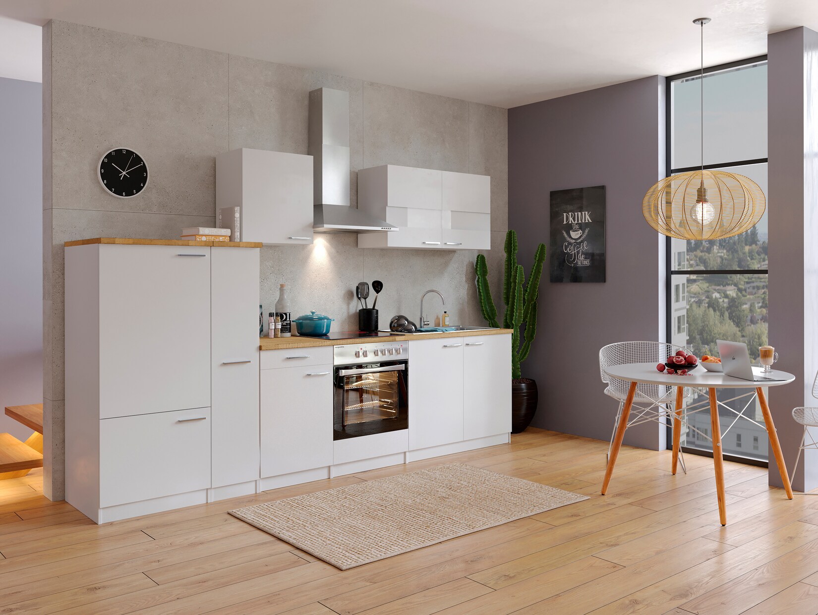 Respekta Küchenzeile KB300WWC 300 cm Weiß | 04260515335554