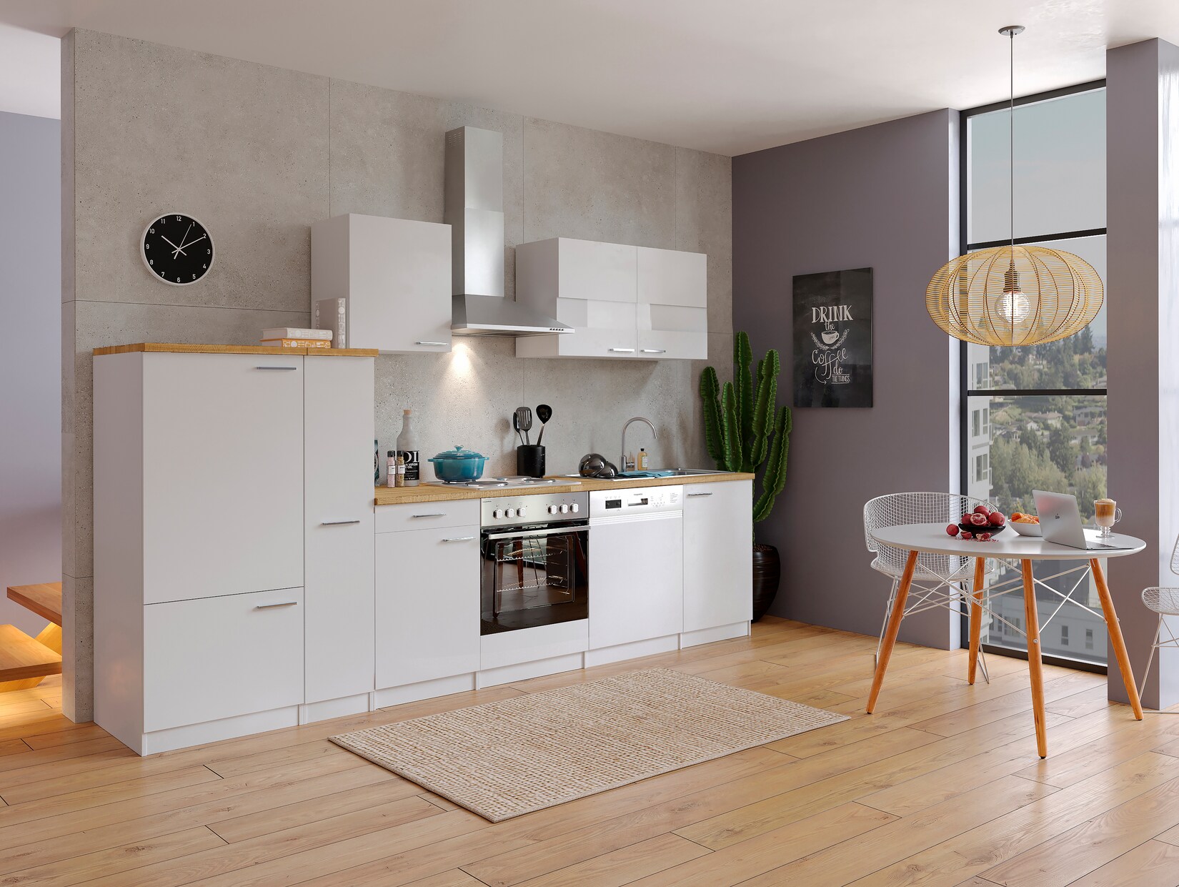 Respekta Küchenzeile KB310WW 310 cm Weiß | 04260515335745