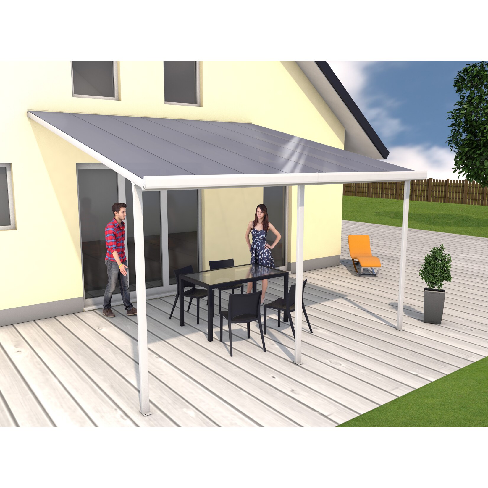 Gutta 4293115 Terrassenüberdachung weiß, 426 x 406 cm