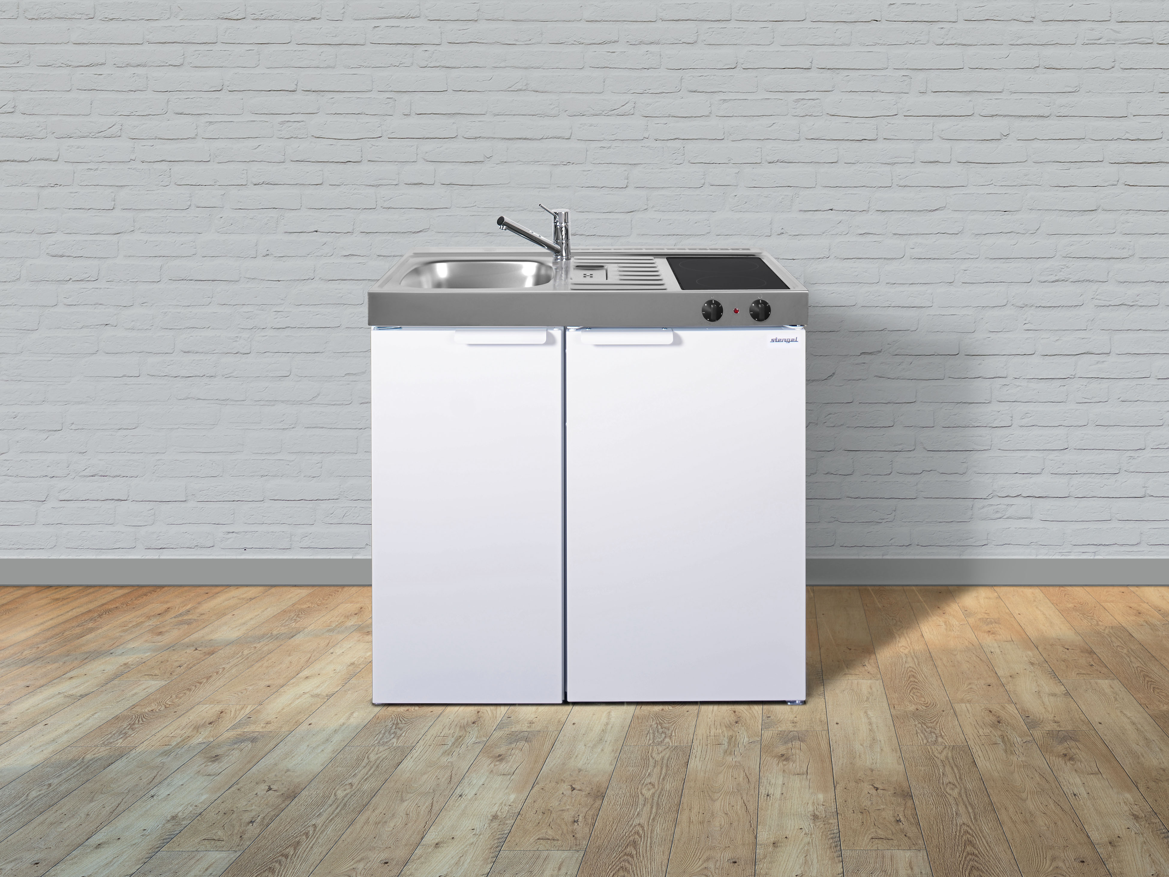 Stengel Küchen Kitchenline MK 90 weiß - Glaskeramikkochfeld rechts