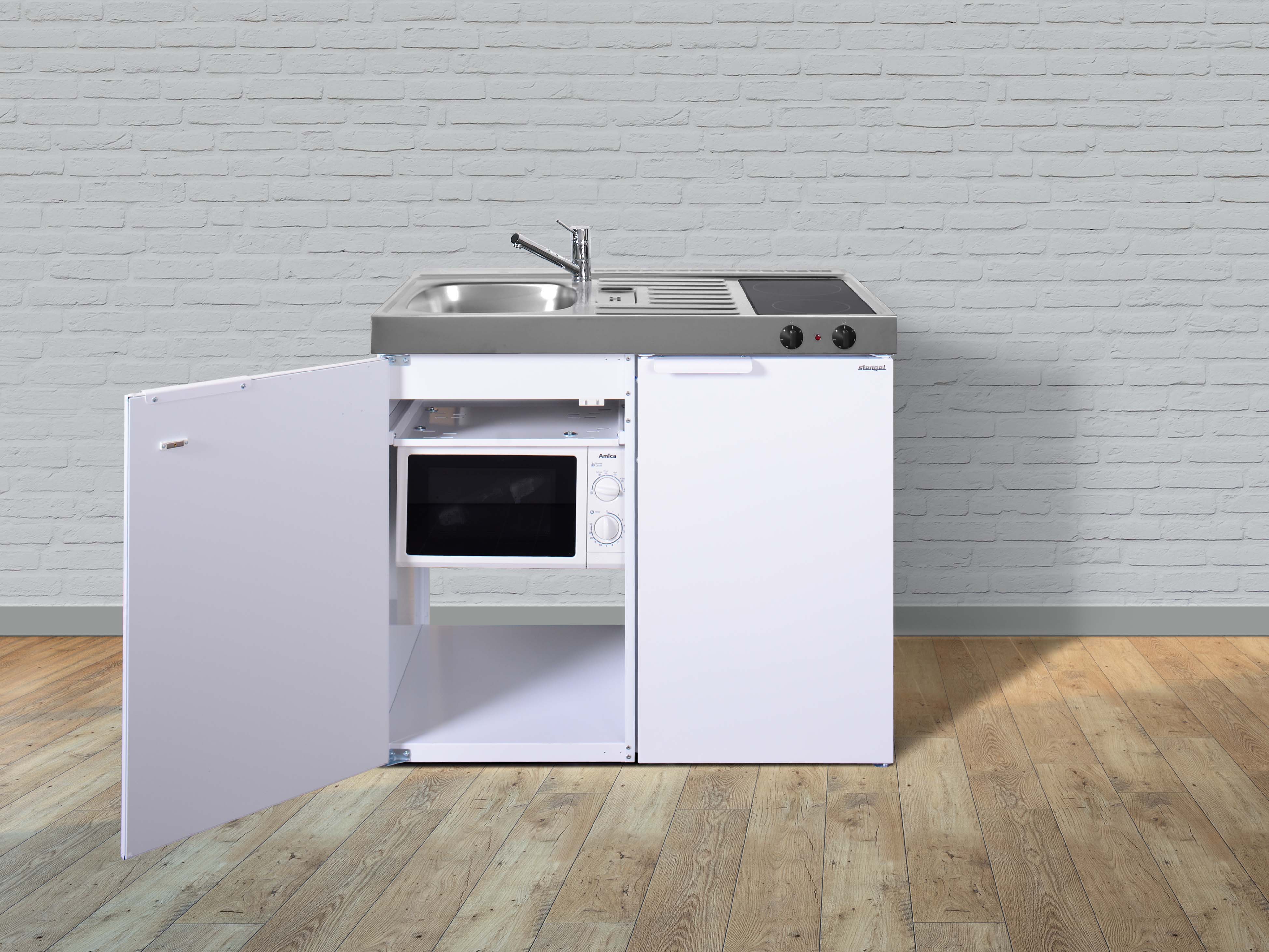 Stengel Küchen Kitchenline MKM 100 weiß - Glaskeramikkochfeld links