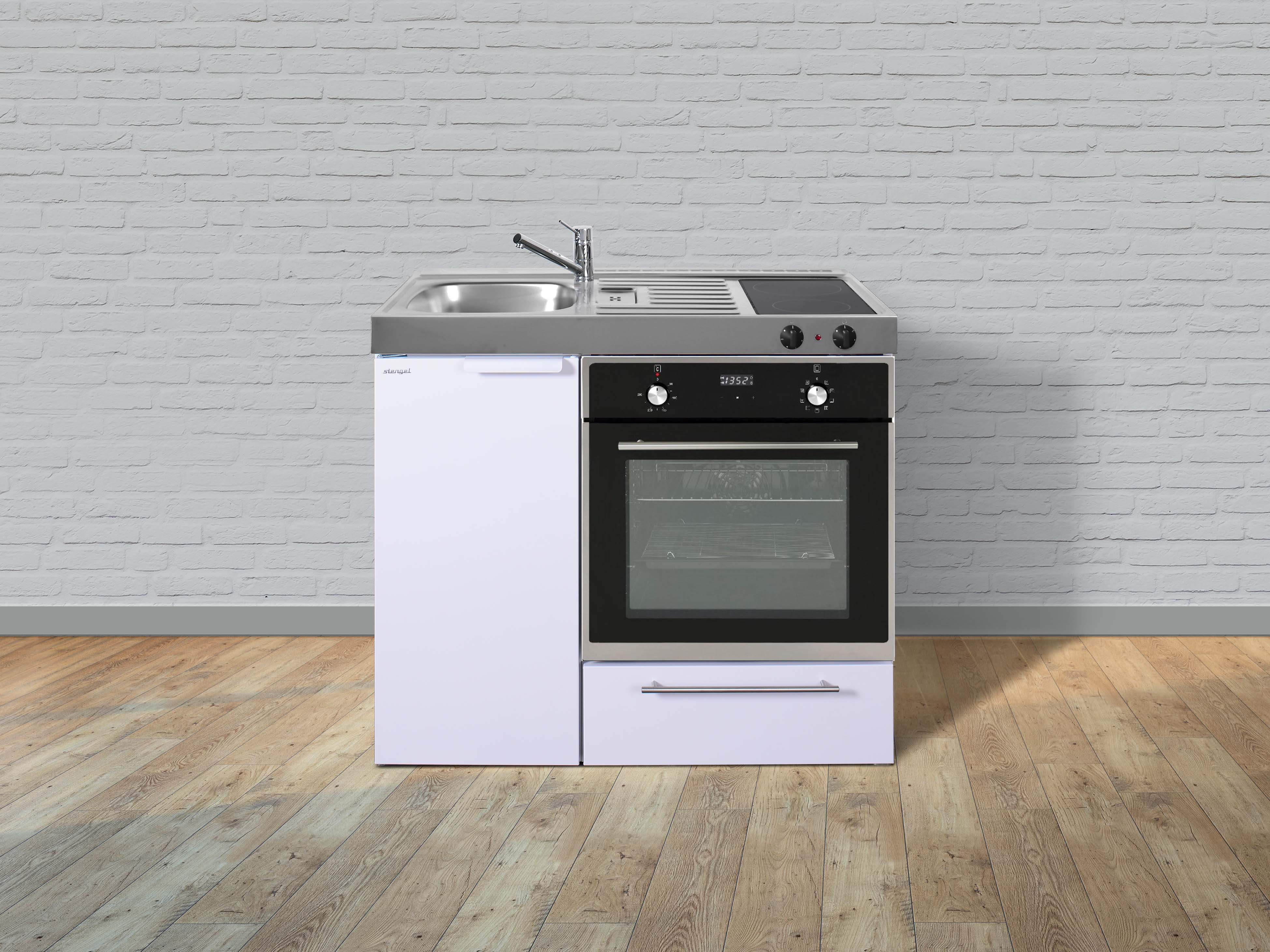 Stengel Küchen Kitchenline MKB 100 weiß - Glaskeramikkochfeld links