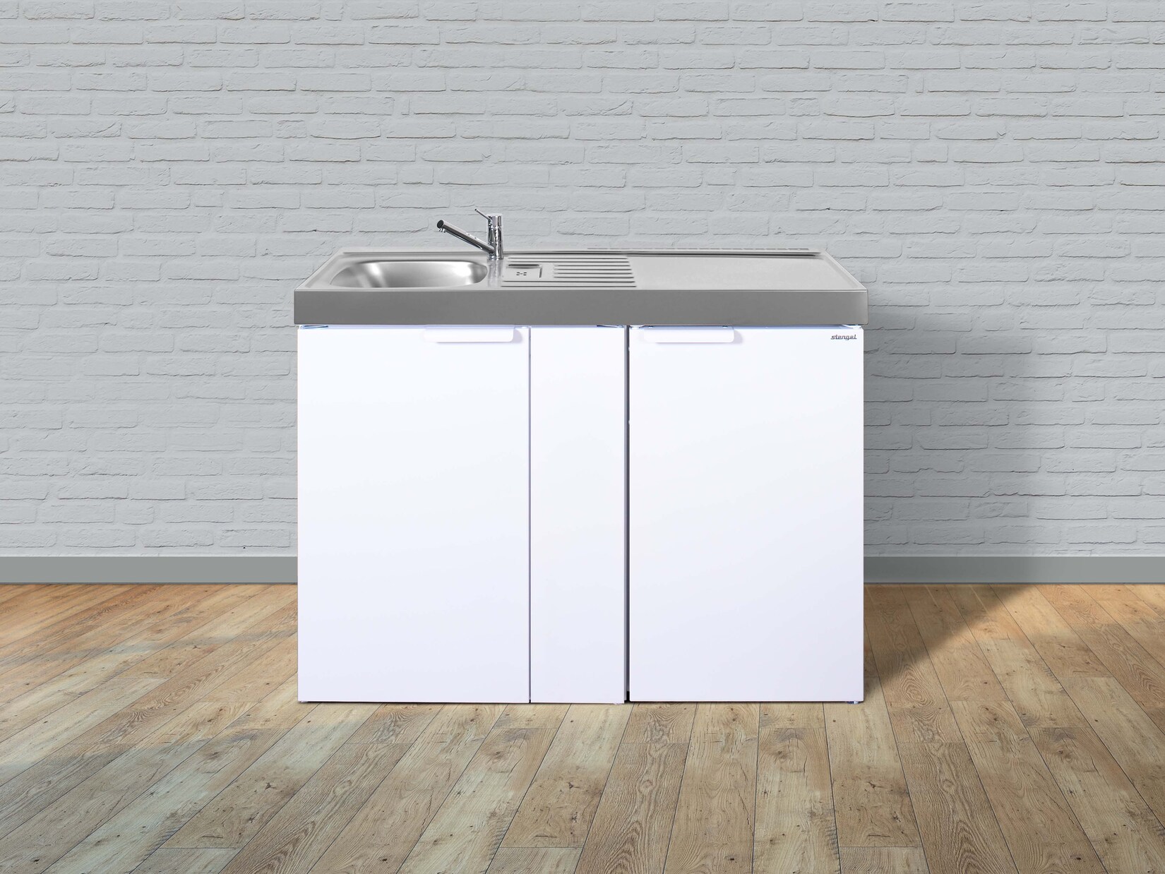 Stengel Küchen Kitchenline MK 120 weiß - ohne Kochfeld rechts, Becken links