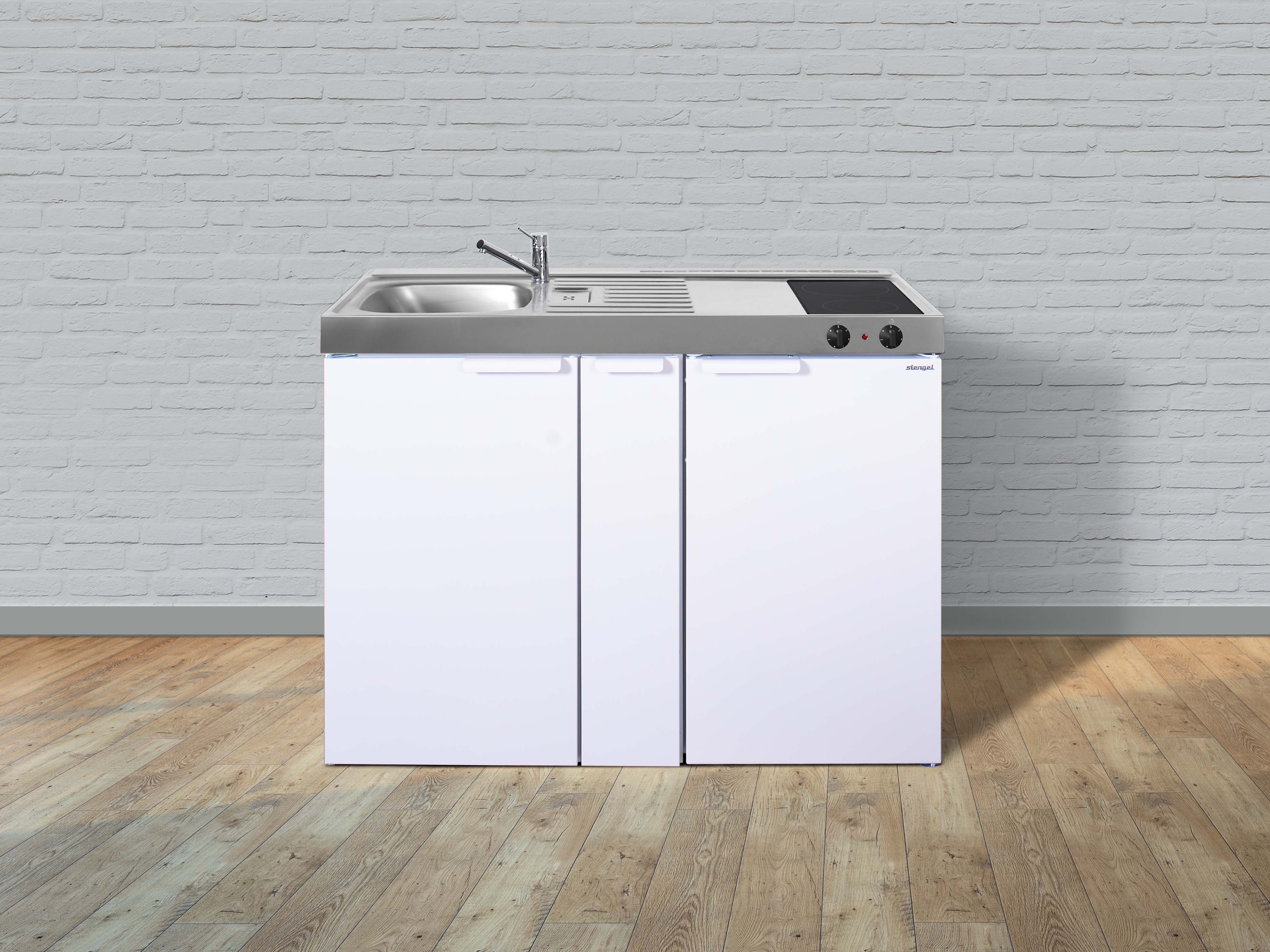 Stengel Küchen Kitchenline MK 120 A weiß - Glaskeramikkochfeld links