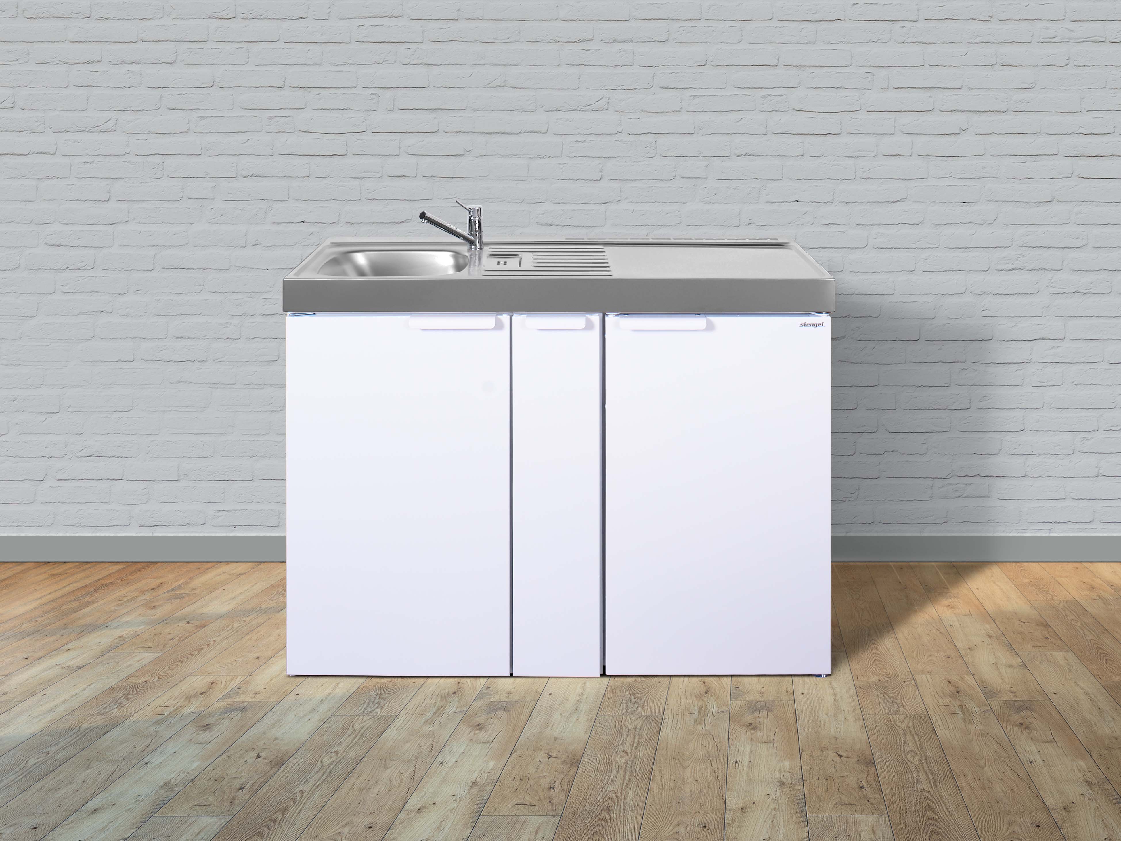 Stengel Küchen Kitchenline MK 120 A weiß - ohne Kochfeld links, Becken rechts