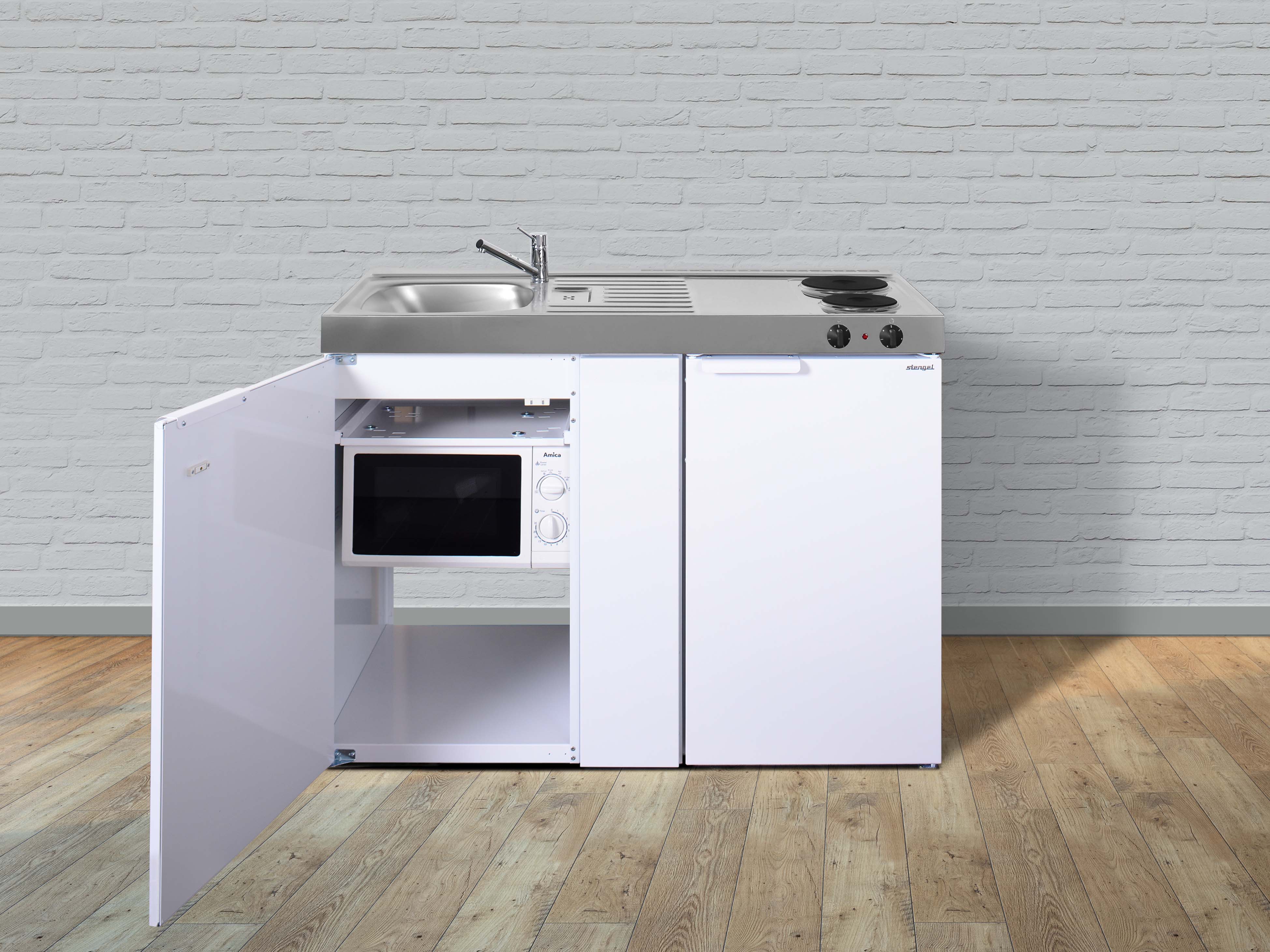 Stengel Küchen Kitchenline MKM 120 weiß - Elektrokochfeld links