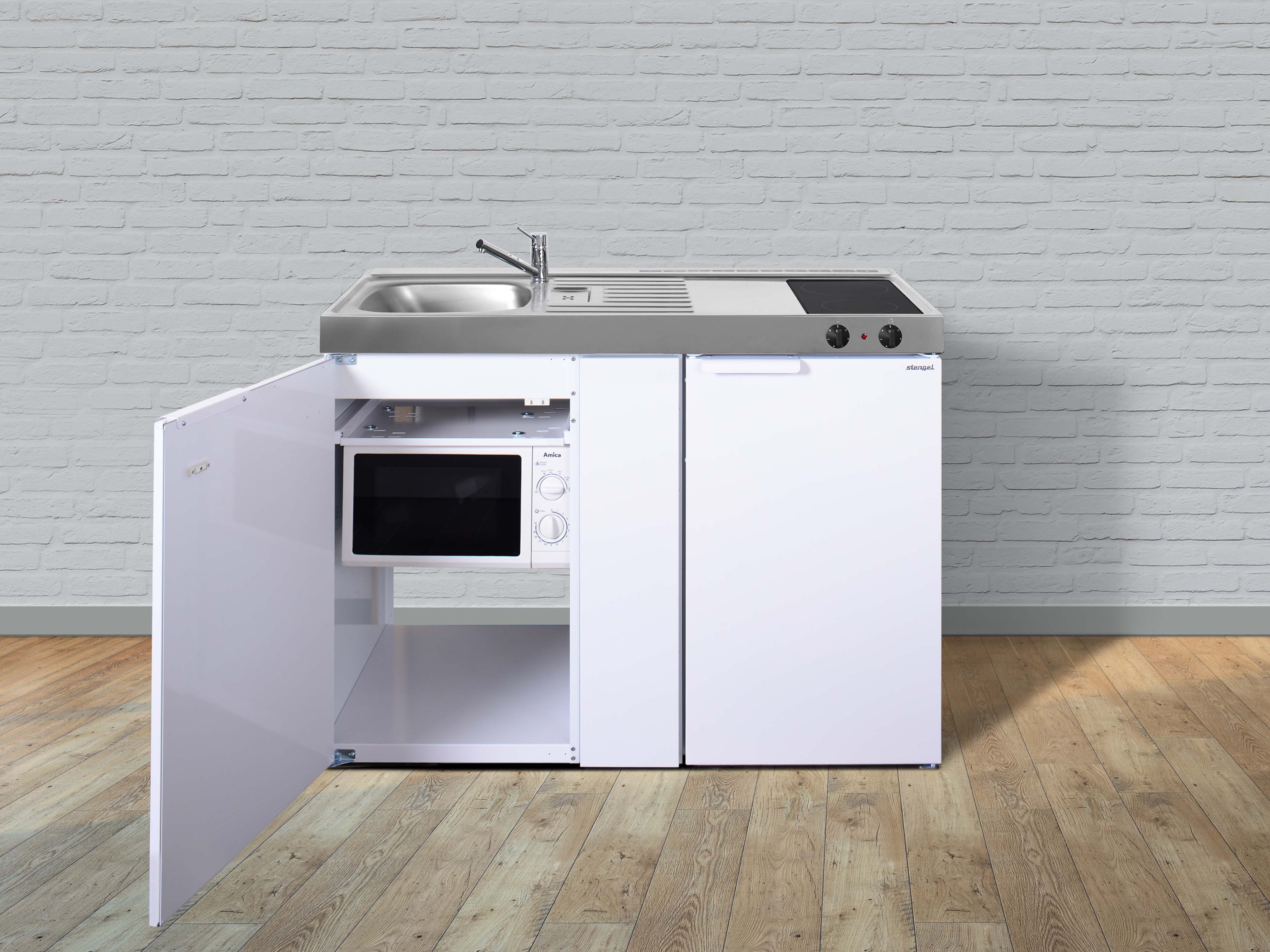 Stengel Küchen Kitchenline MKM 120 weiß - Glaskeramikkochfeld rechts