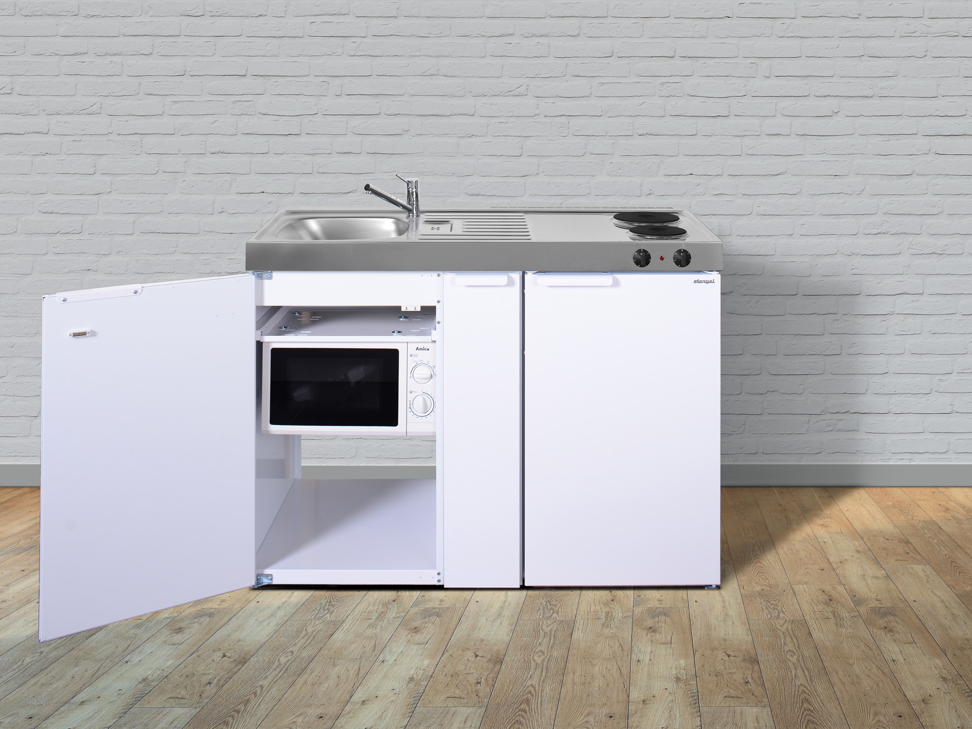 Stengel Küchen Kitchenline MKM 120 A weiß - Elektrokochfeld links