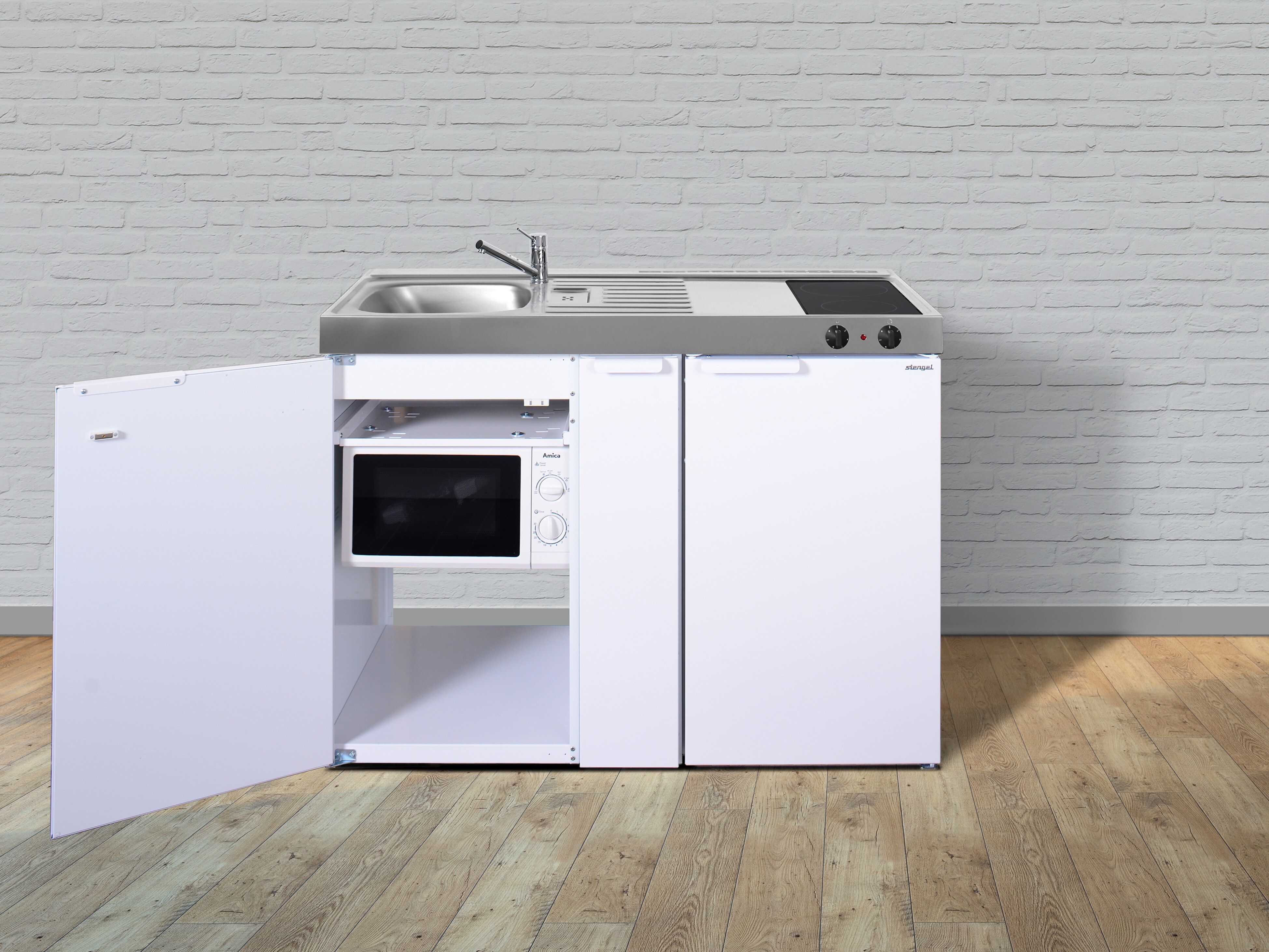 Stengel Küchen Kitchenline MKM 120 A weiß - Glaskeramikkochfeld links