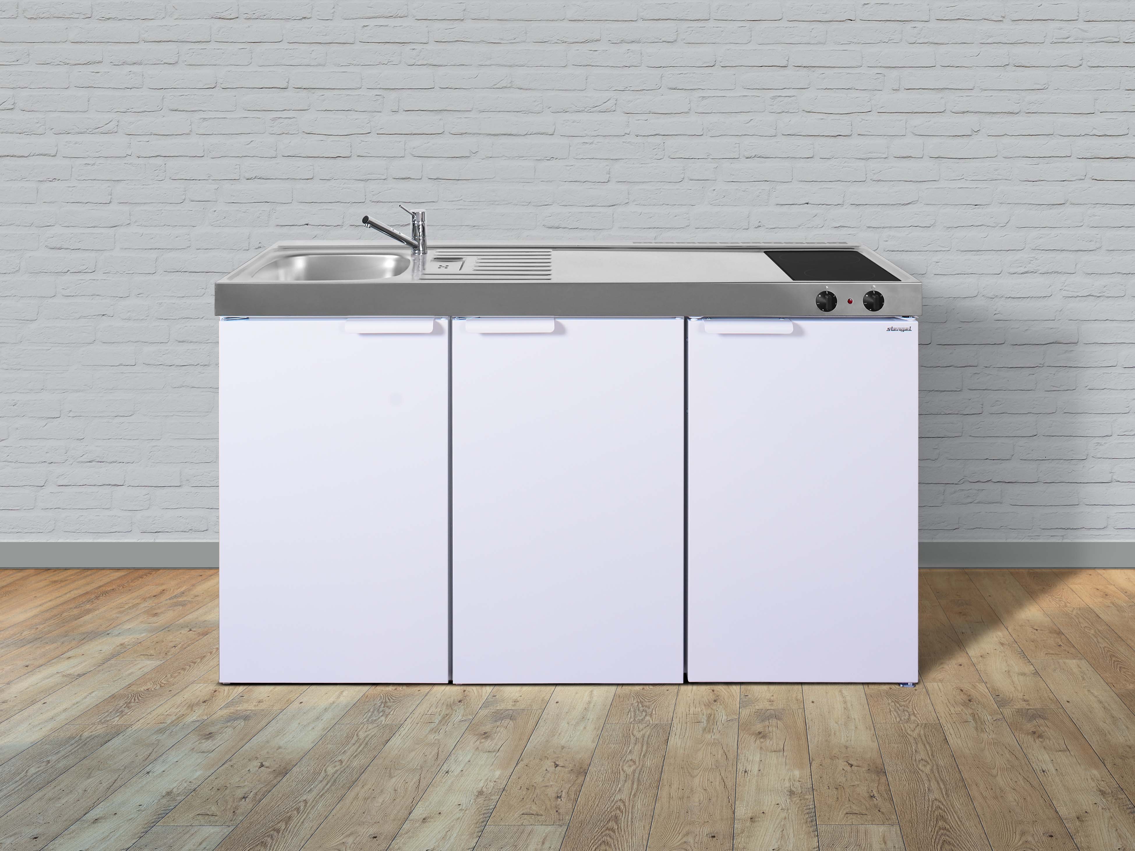 Stengel Küchen Kitchenline MK 150 weiß - Glaskeramikkochfeld links