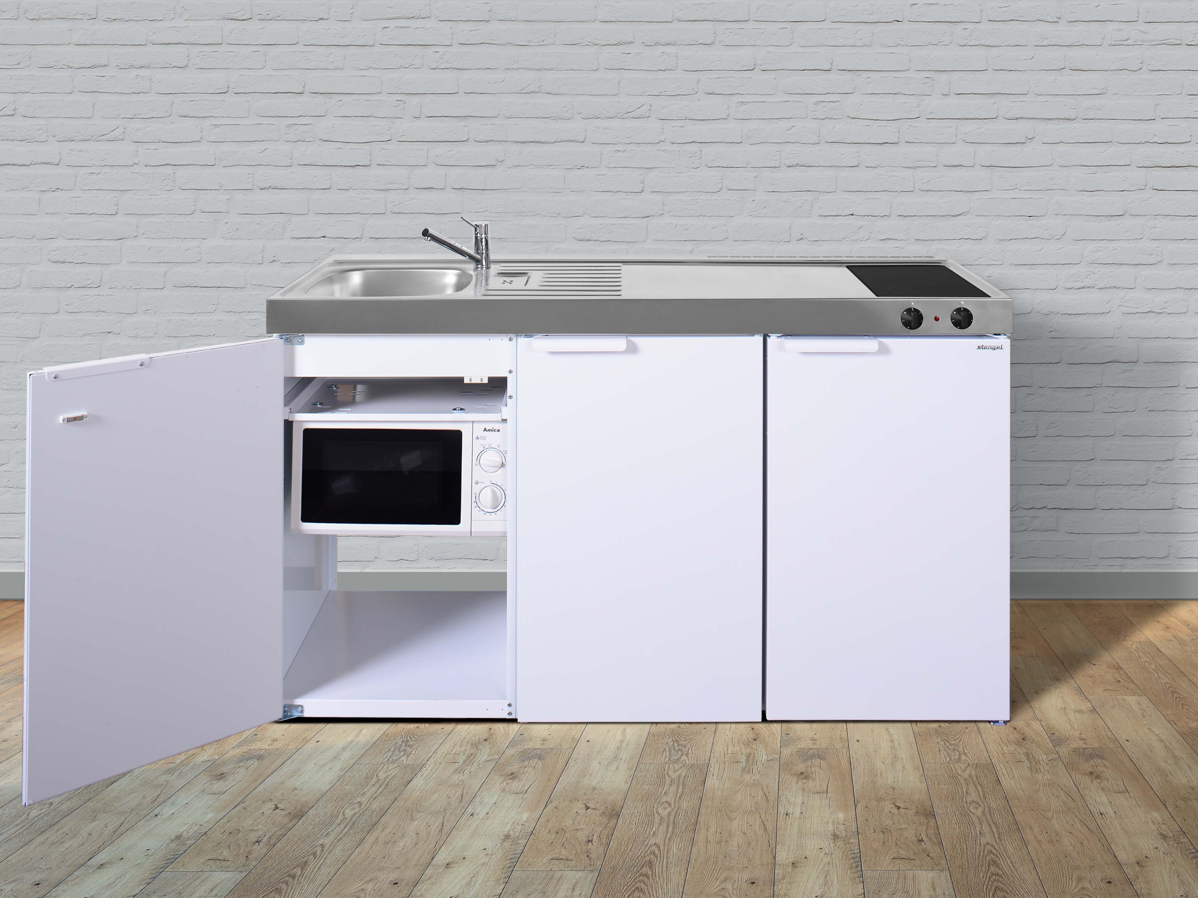 Stengel Küchen Kitchenline MKM 150 weiß - Glaskeramikkochfeld rechts