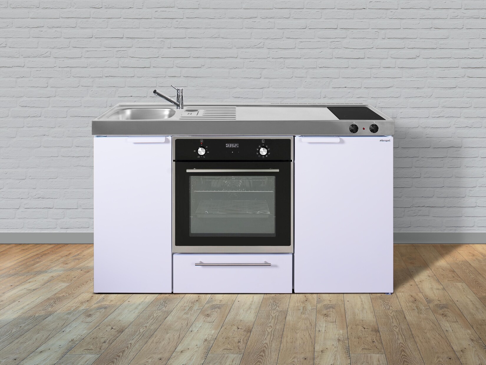 Stengel Küchen Kitchenline MKB 150 weiß - Glaskeramikkochfeld rechts