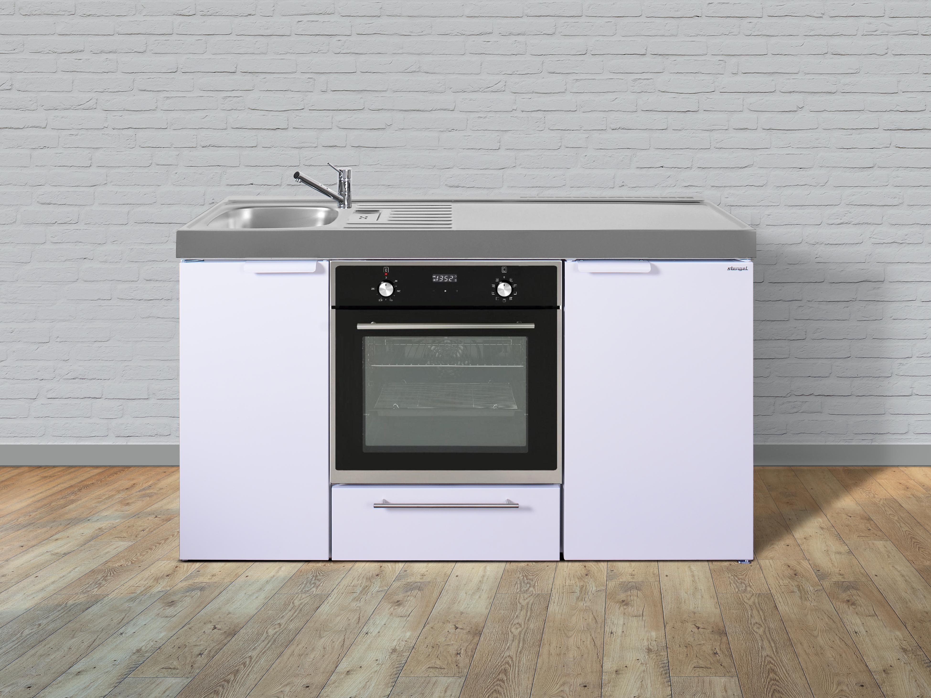 Stengel K&uuml;chen Kitchenline MKB 150 wei&szlig; - ohne Kochfeld rechts, Becken links - Bild 1