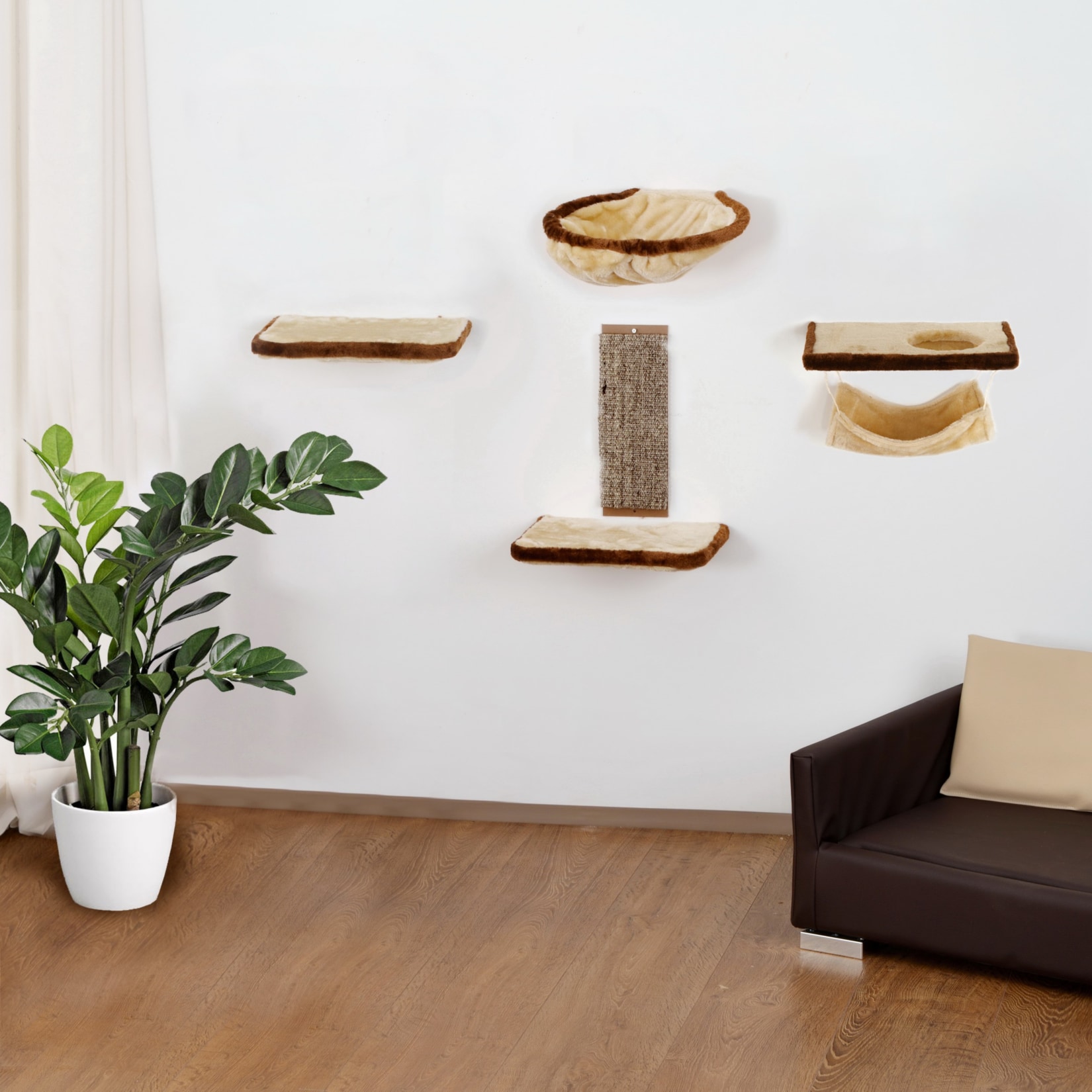 Silvio Design Katzen-Kletterwand 6-teilig beige-braun - Bild 1
