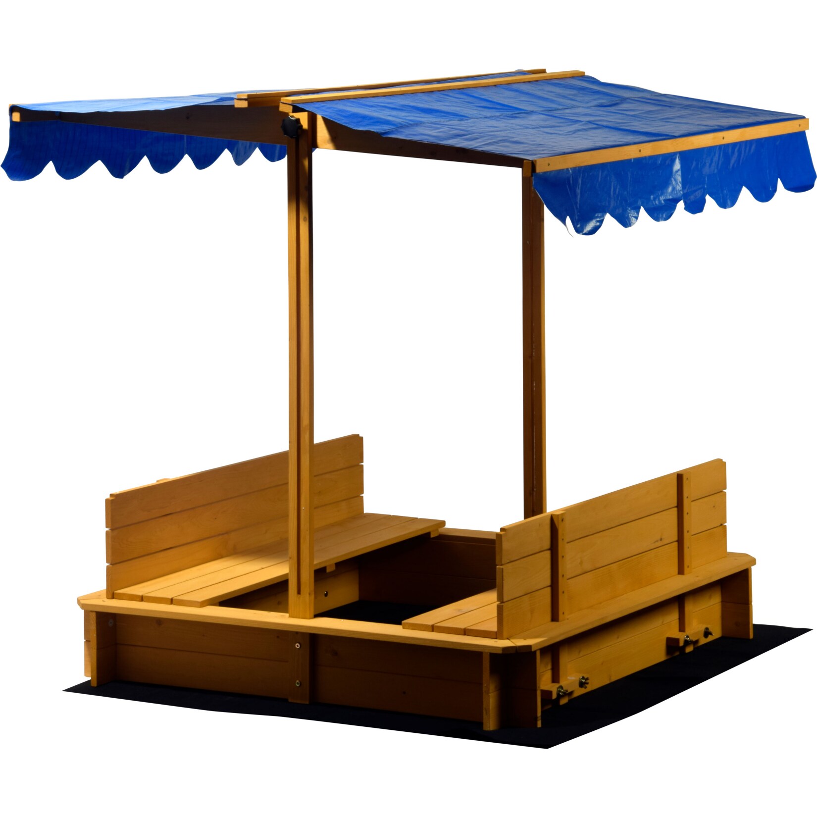 Dobar 94357FSC Sandkasten mit Sitzbänken, Bodenplane und Dach | 04042085943571