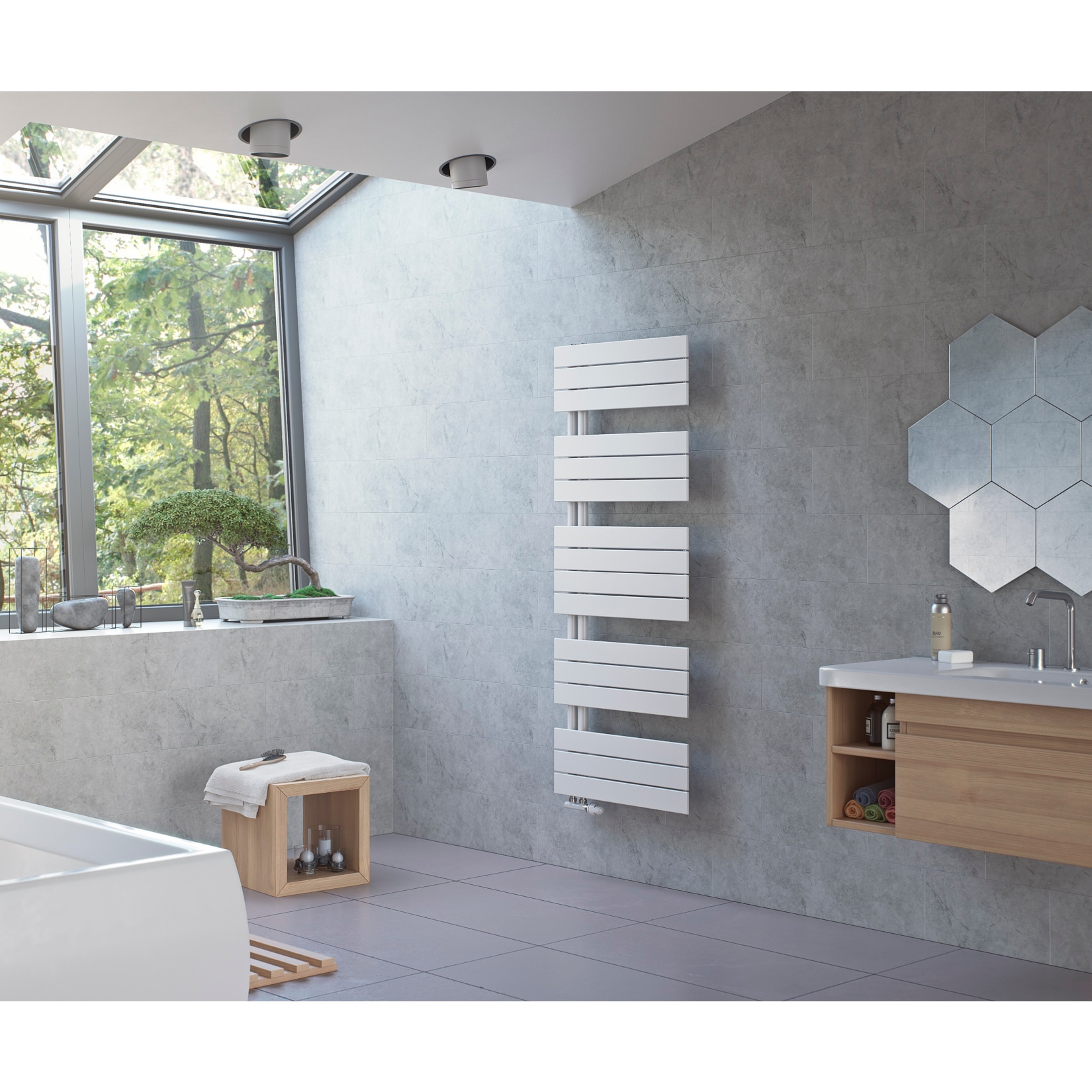 Ximax P2-Open Designheizk&ouml;rper B 50 x H 172 x T 7,1 cm wei&szlig; + 5 cm Anschluss links - Bild 1