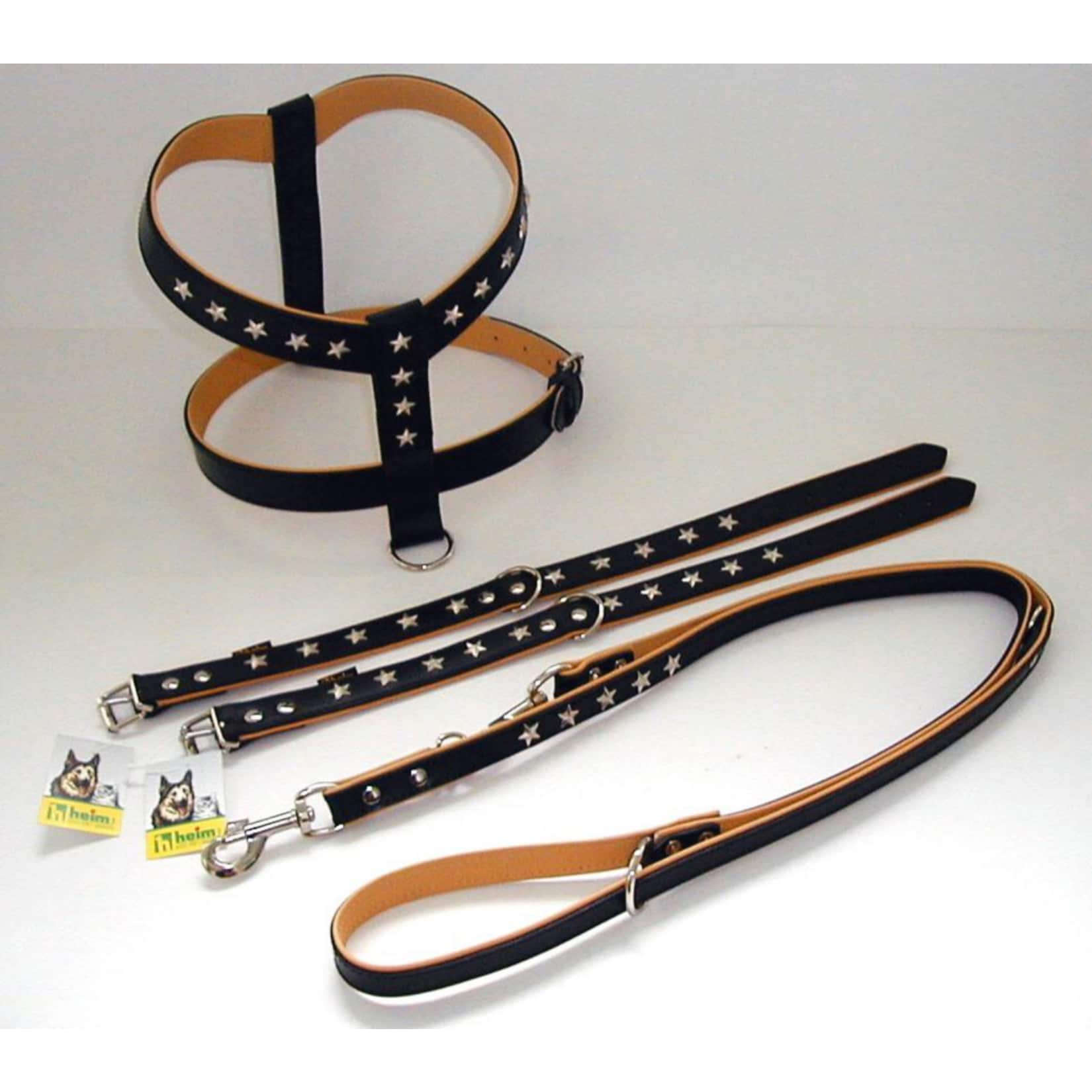 F&uuml;hrleine "Stars" 18mm breit / 200cm lang, Farbe schwarz - Bild 1