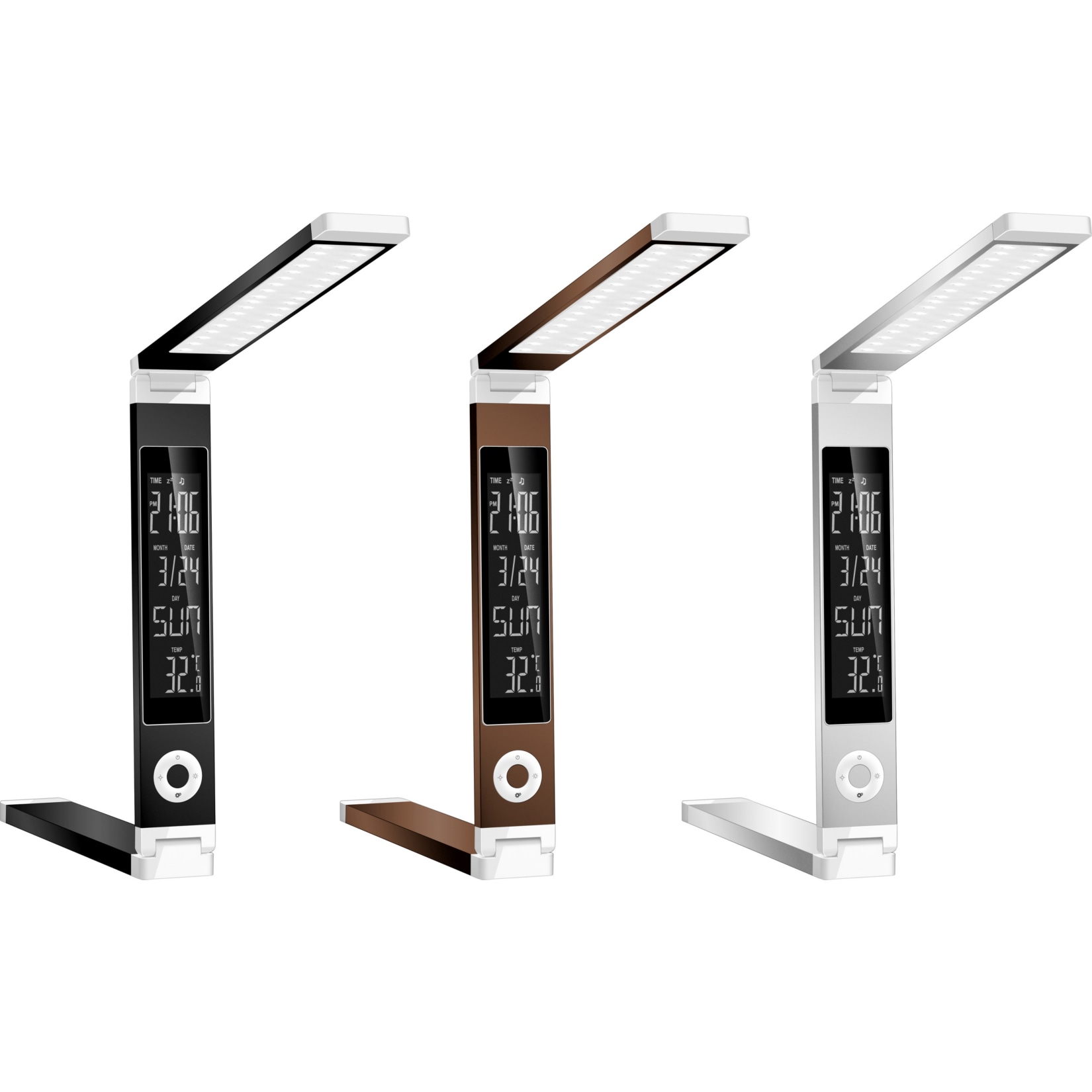 LED-Leuchte mit Uhr, Kalender und Temperaturanzeige schwarz - Bild 1