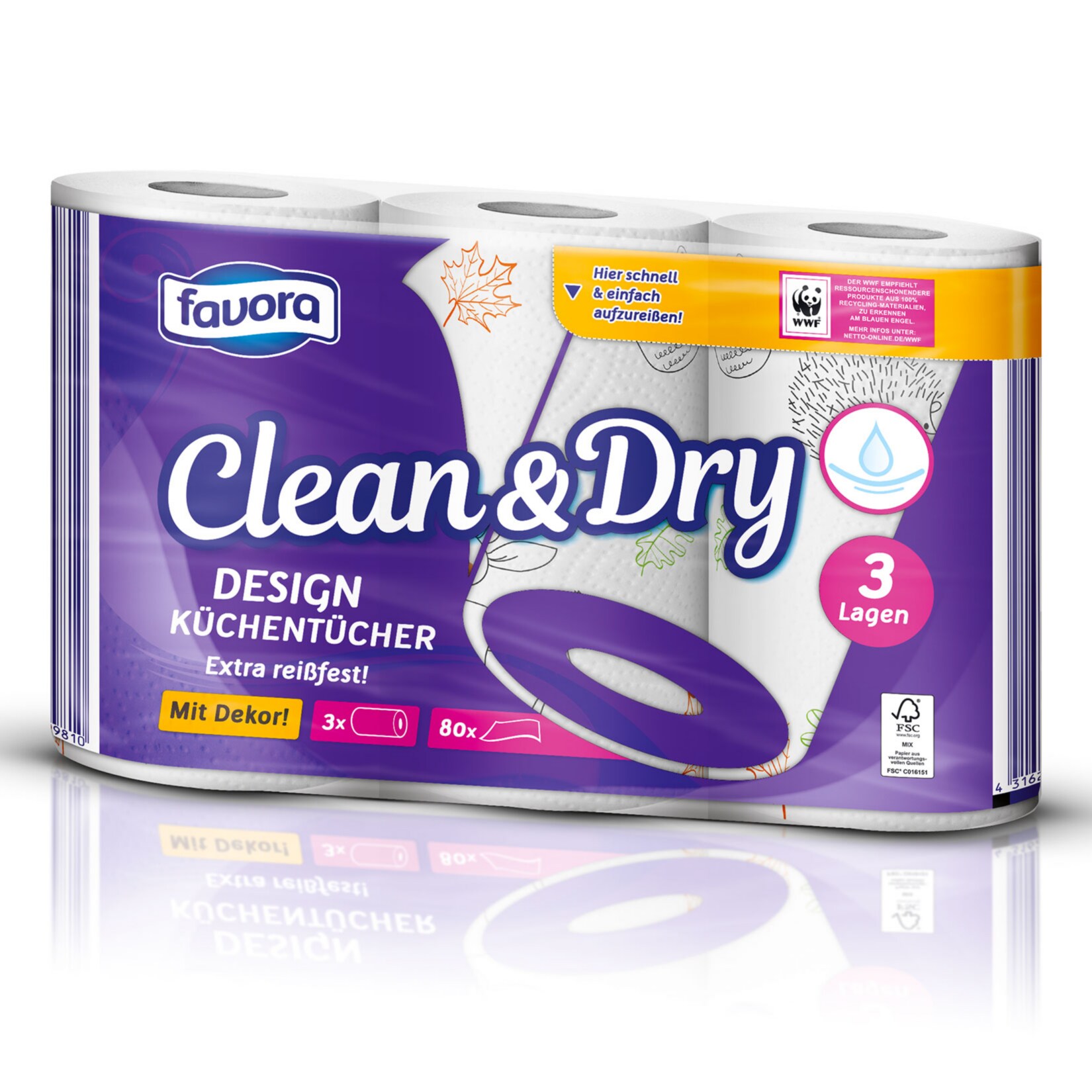 Favora 3 x 80 Blatt 3-lagig Haushaltst&uuml;cher - Bild 1