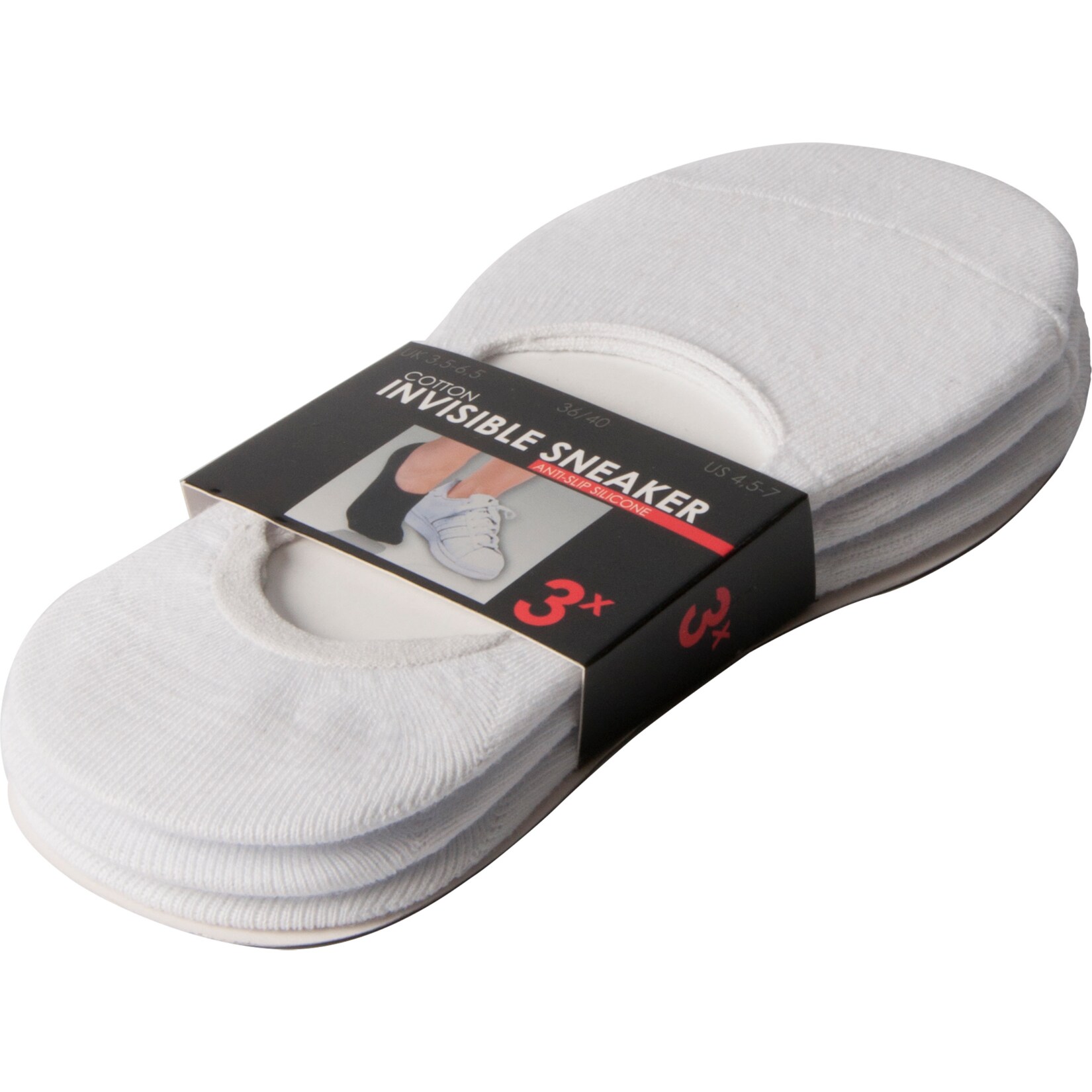 Damen und Herren Footies - 3er Weiss, Sneaker, 36/40 - Bild 1