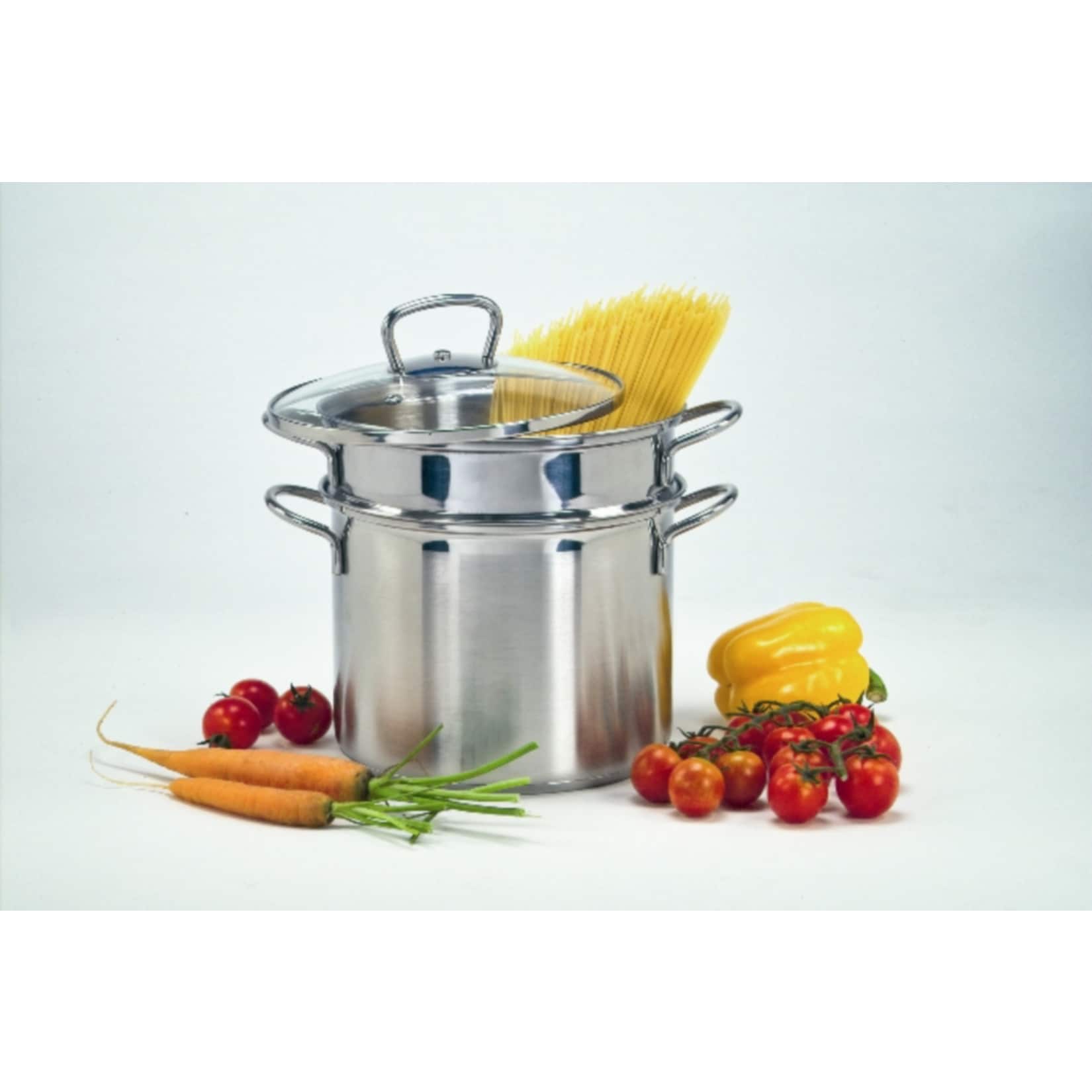Spaghettitopf 3 tlg. Edelstahl mit Glasdeckel - Bild 1