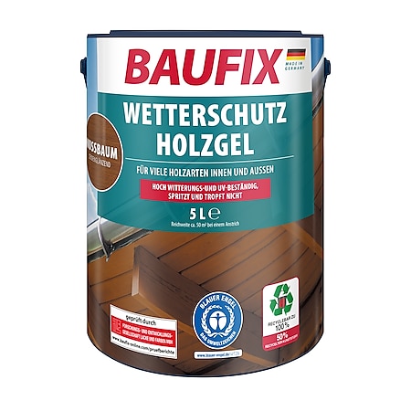 BAUFIX Wetterschutz-Holzgel nussbaum 5 L - Bild 1
