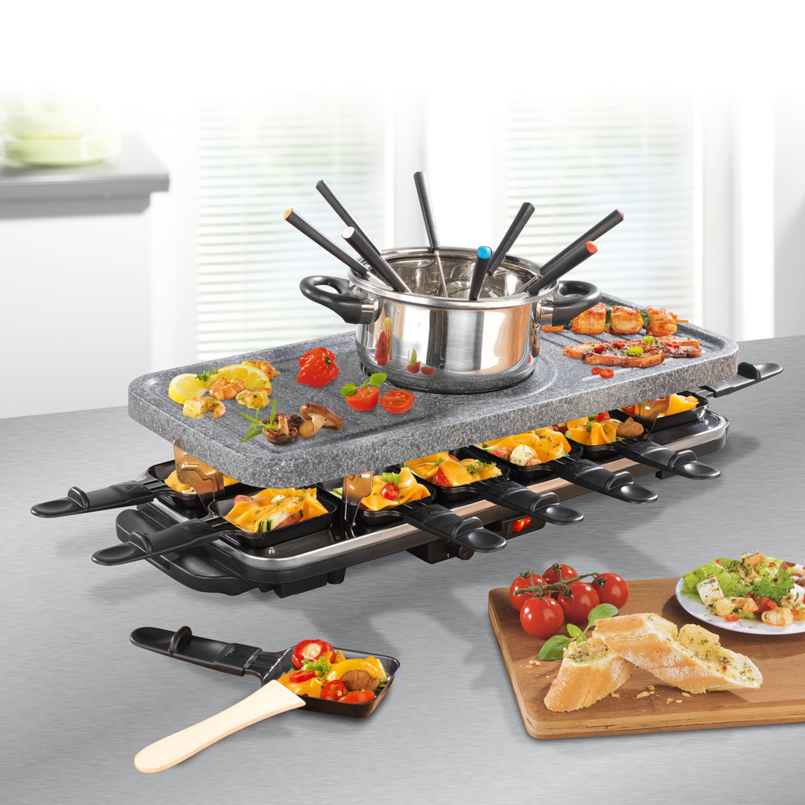 GOURMETmaxx Raclette- & Fondue-Set Granitlook, schwarz - Bild 1