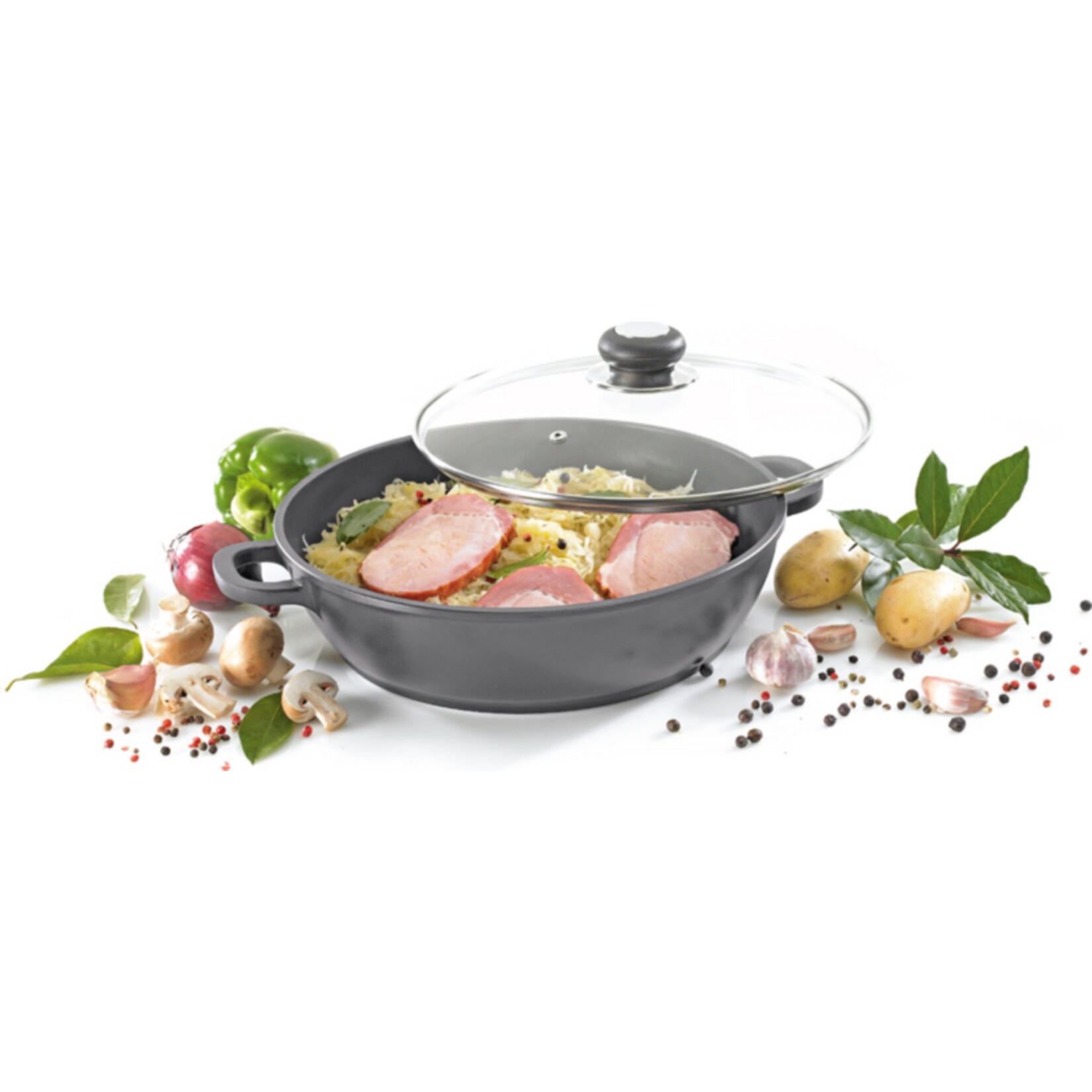 Servierpfanne rd mit Glasdeckel 28 cm Delta | 04006776054885