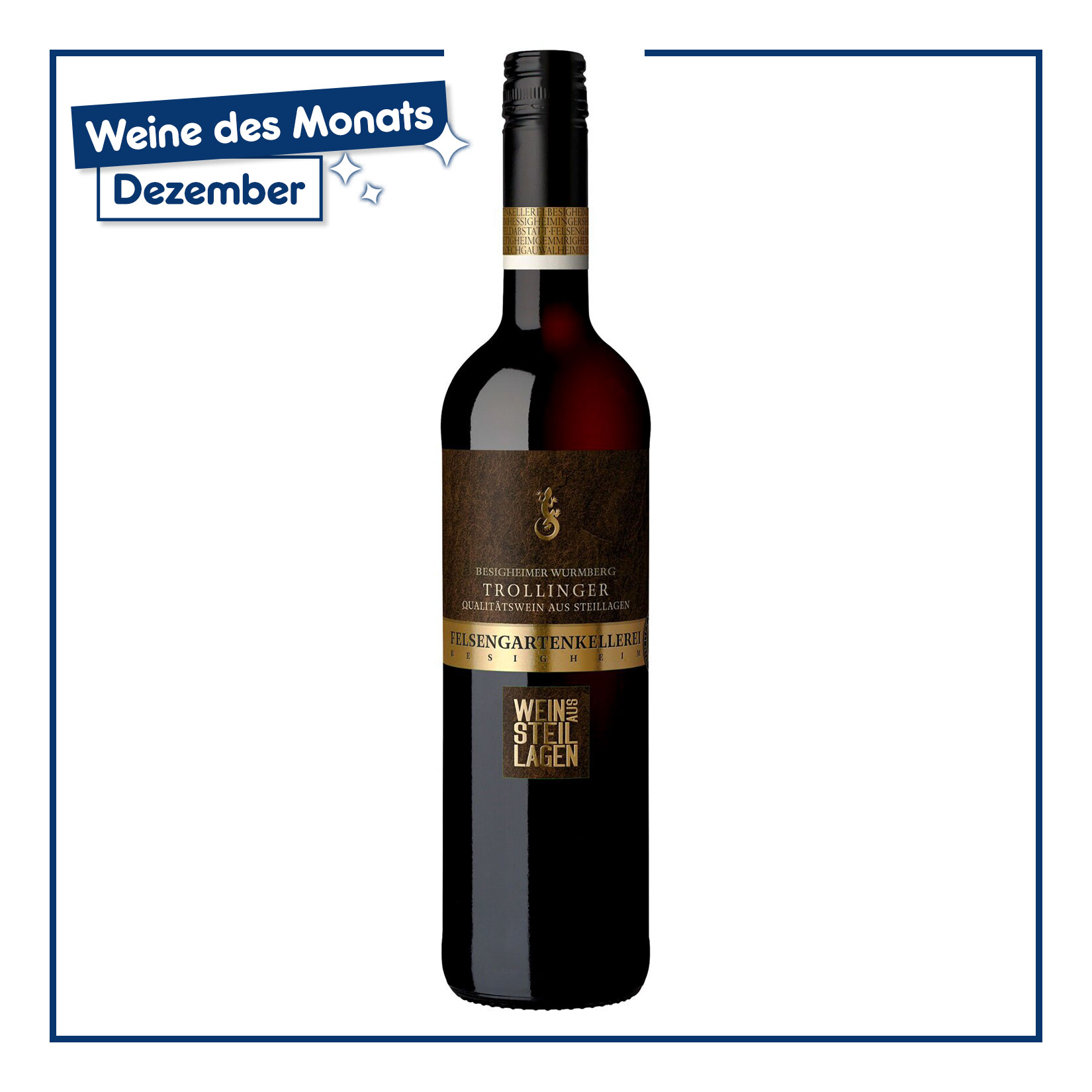 Besigheimer Wurmberg Trollinger Qualit&auml;tswein 12,5 % vol 0,75 Liter - Bild 1