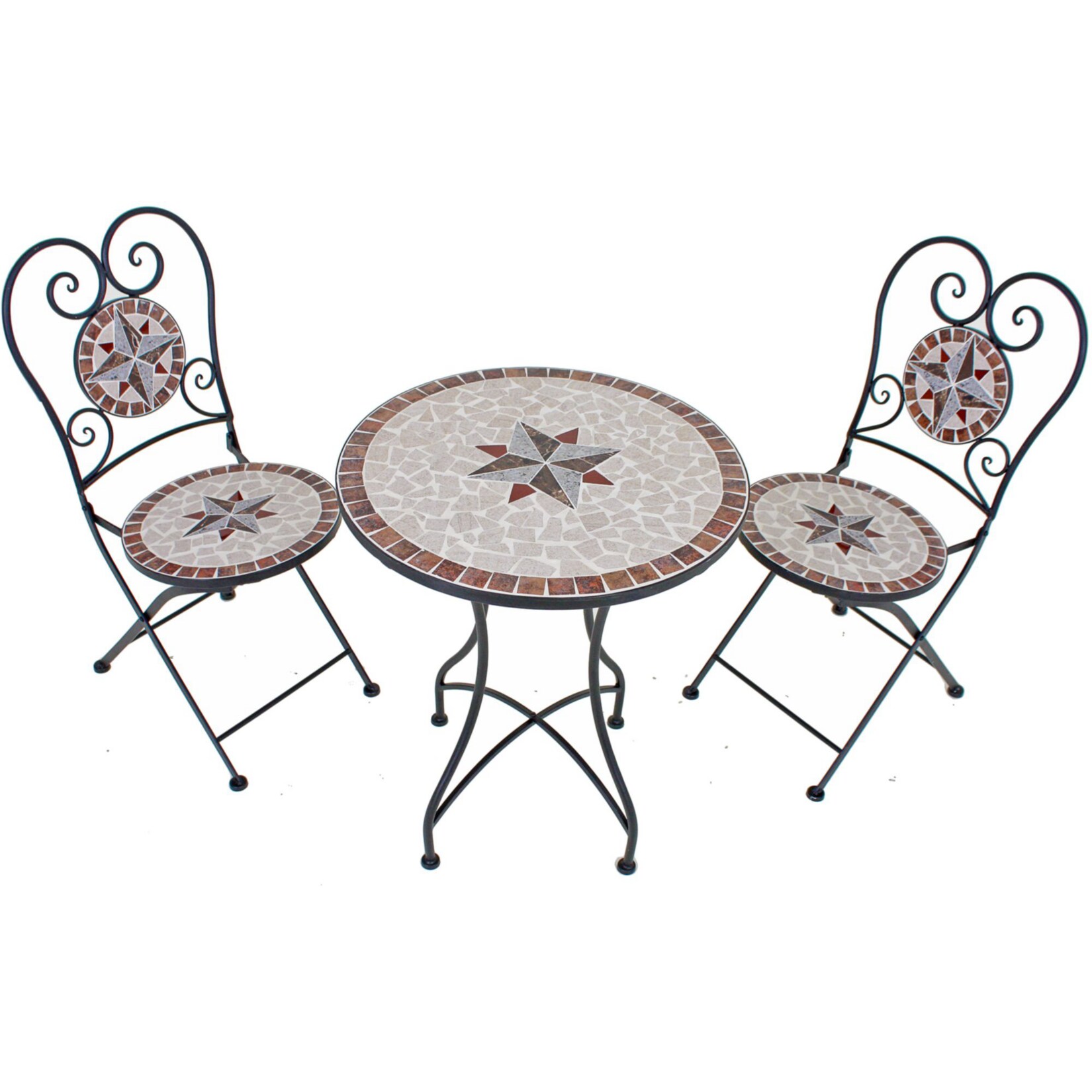 Balkonset 3tlg. Mosaik AMARILLO braun,steinrot,beige - Bild 1