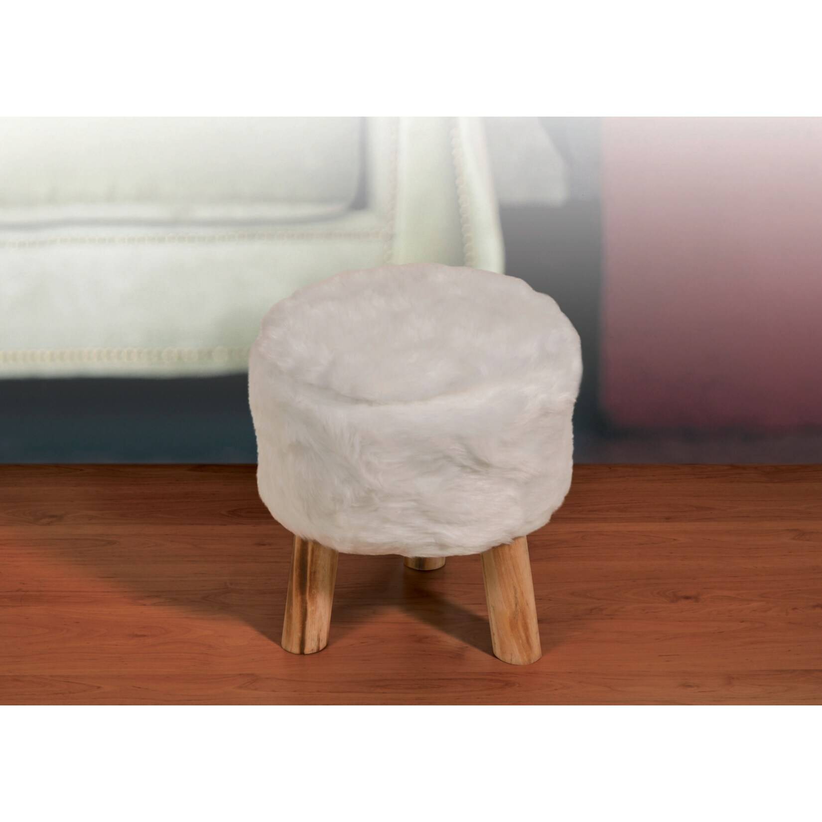 Hocker mit Fellbezug - Bild 1