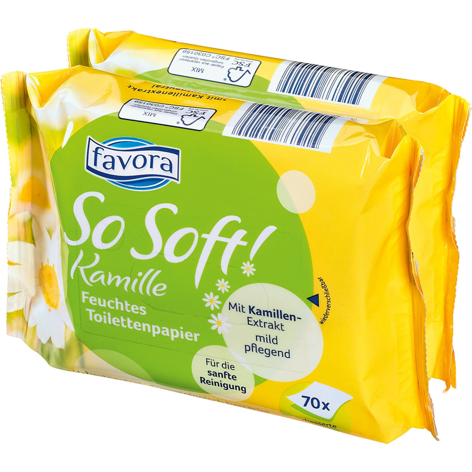 Favora So Soft Feuchtes Toilettenpapier Kamille, 2x70 T&uuml;cher - Bild 1