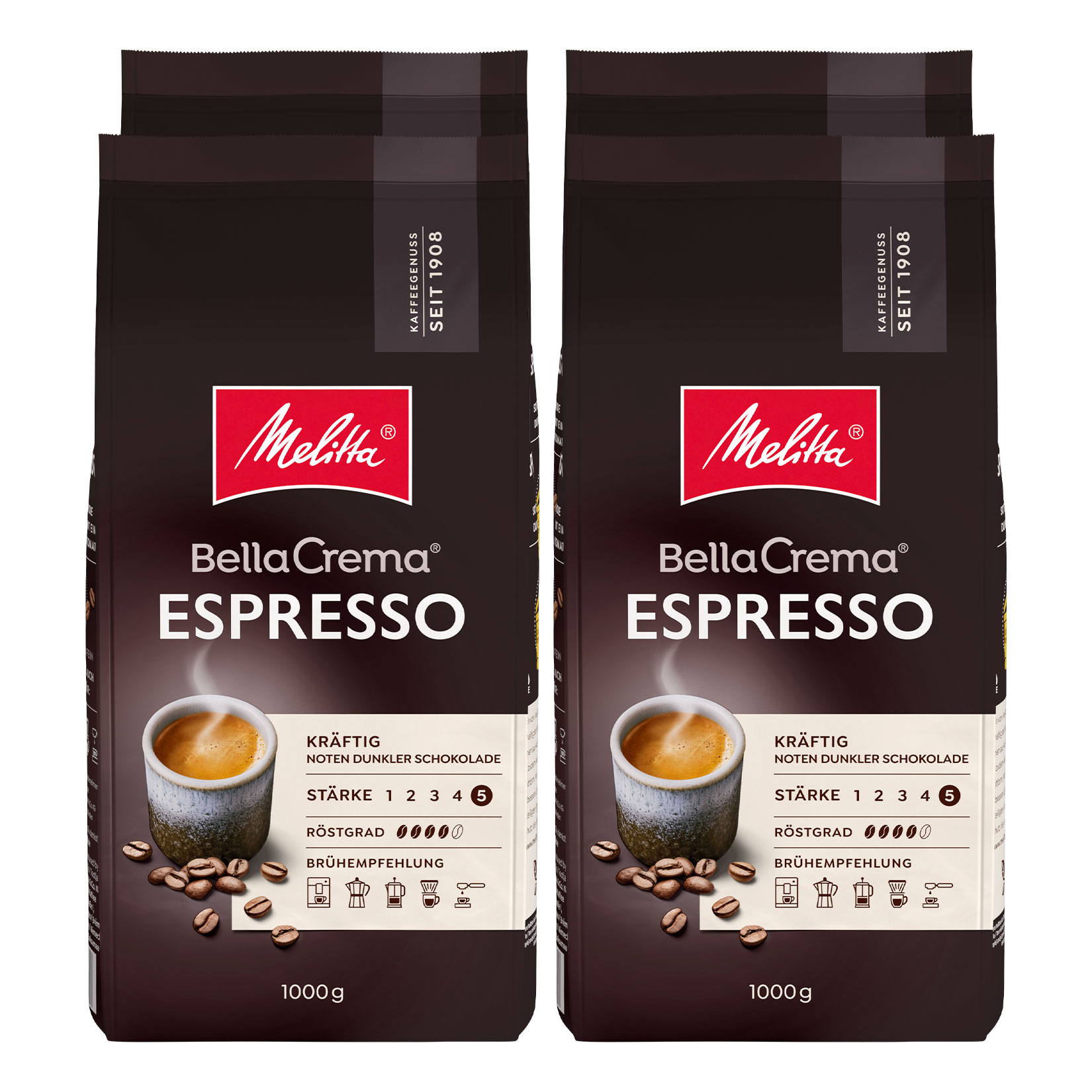 Melitta Bella Crema Espresso 1 kg, 4er Pack - Bild 1
