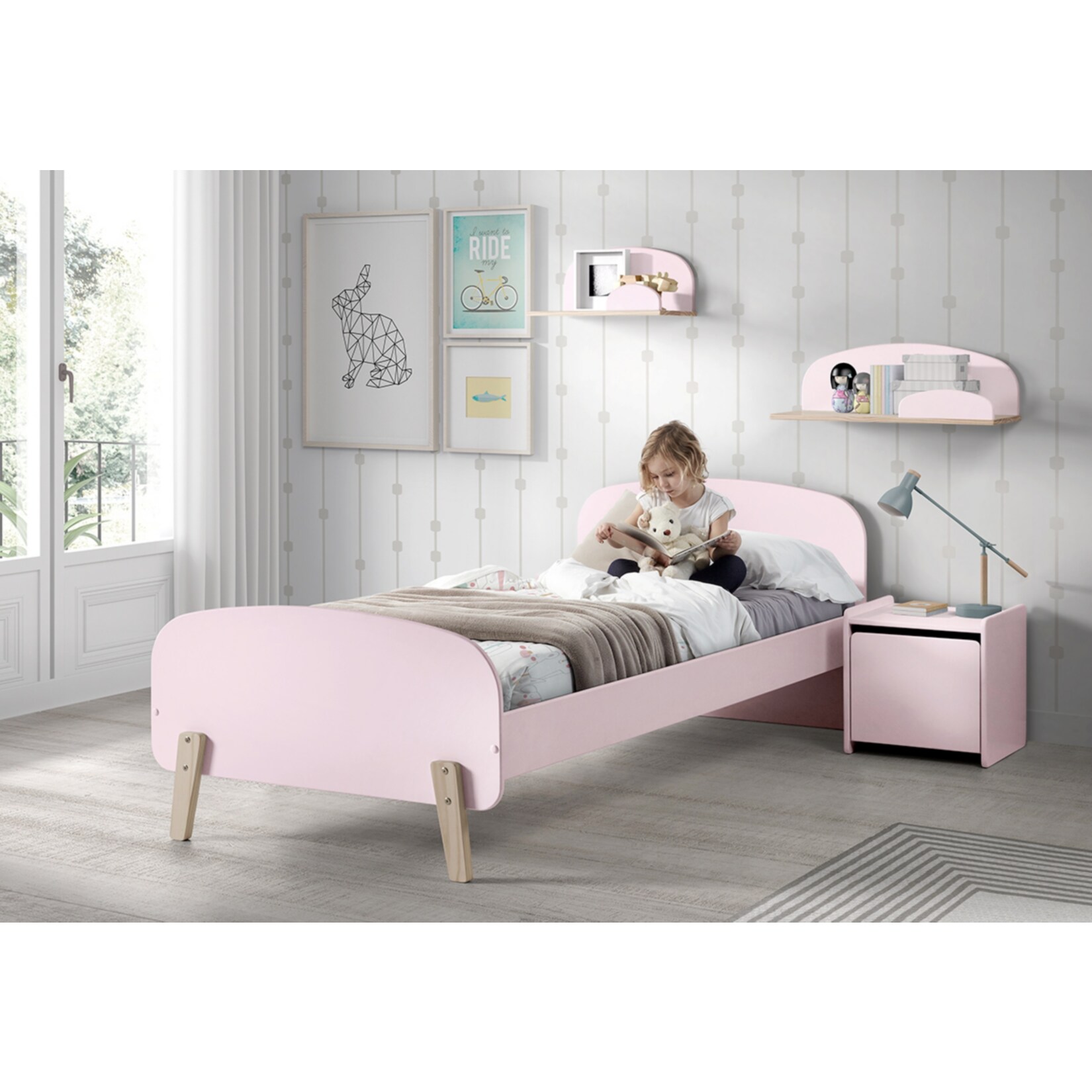Vipack Einzelbett Kiddy 90x200 cm - Rosa - Bild 1