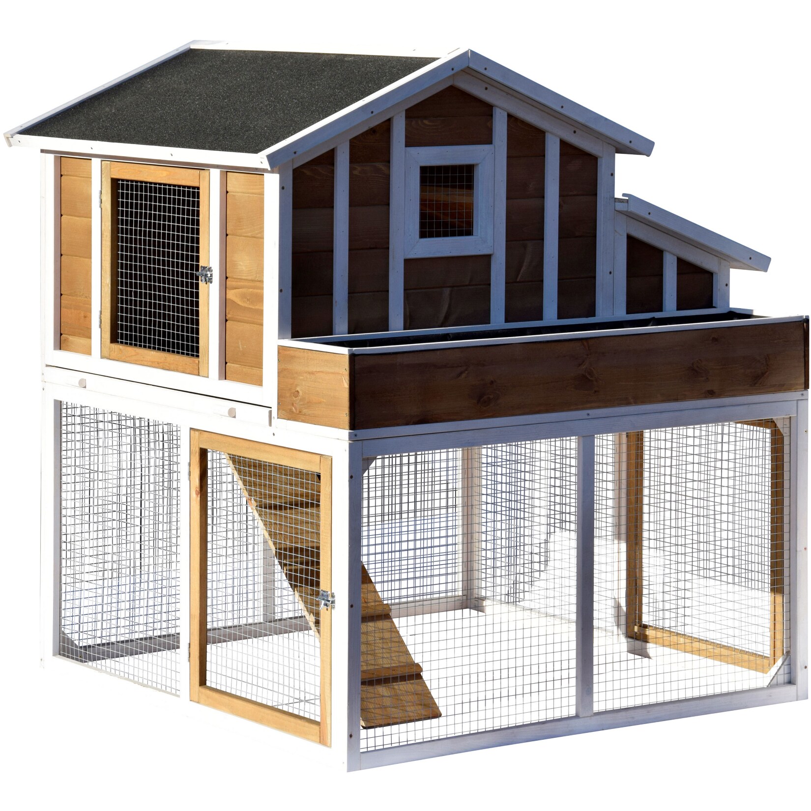 Dobar H&uuml;hner- und Kleintierstall mit Au&szlig;engehege, Blumenkasten und Legebox - Bild 1