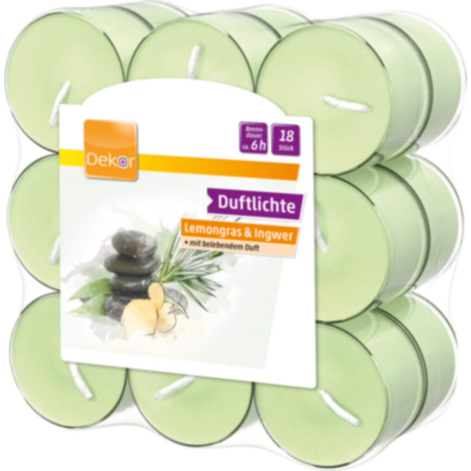 Duftteelichte 18er 6h PC Ingwer Lemongrass - Bild 1