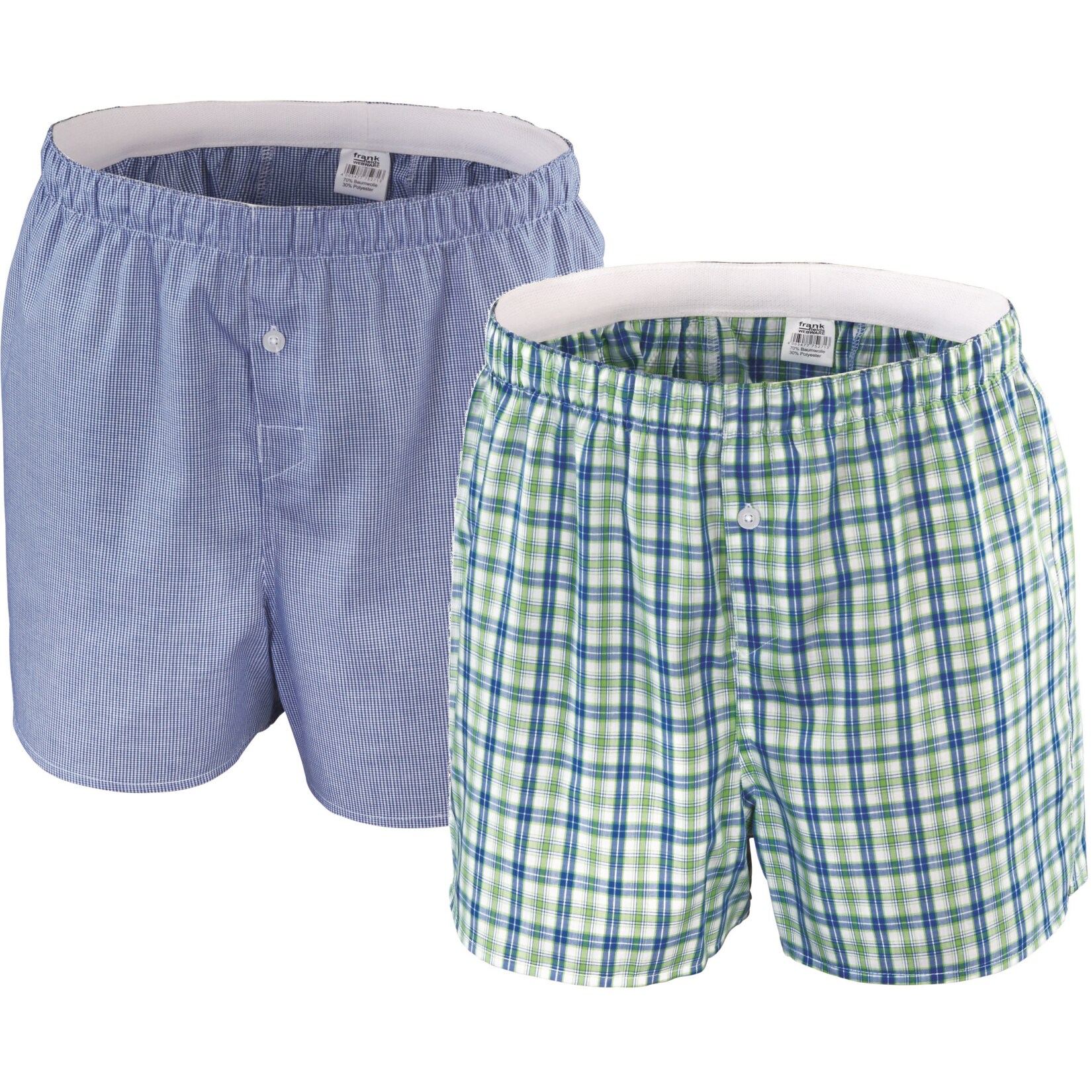 Herren Web-Boxershort, 2er Pack blau und blau gr&uuml;n kariert, Gr&ouml;&szlig;e XL - Bild 1
