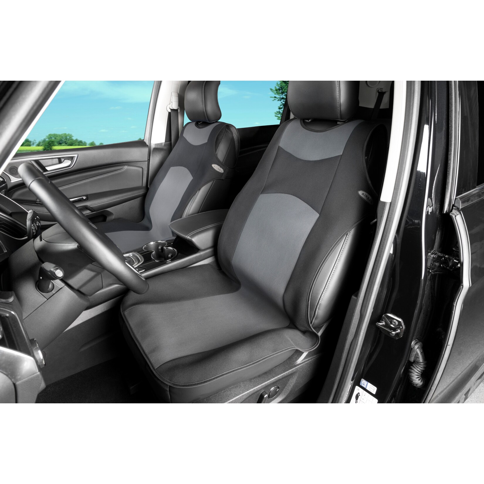 Priva Autositzbezug T-Shirt - grau/schwarz - Bild 1