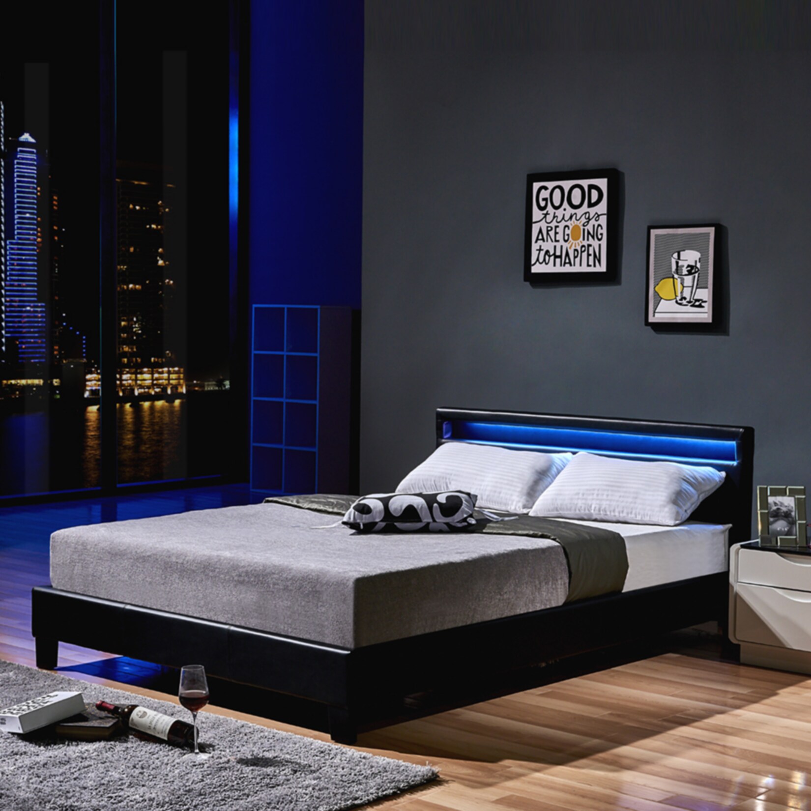 HOME DELUXE LED Bett Astro 140×200, schwarz | 04058166017345