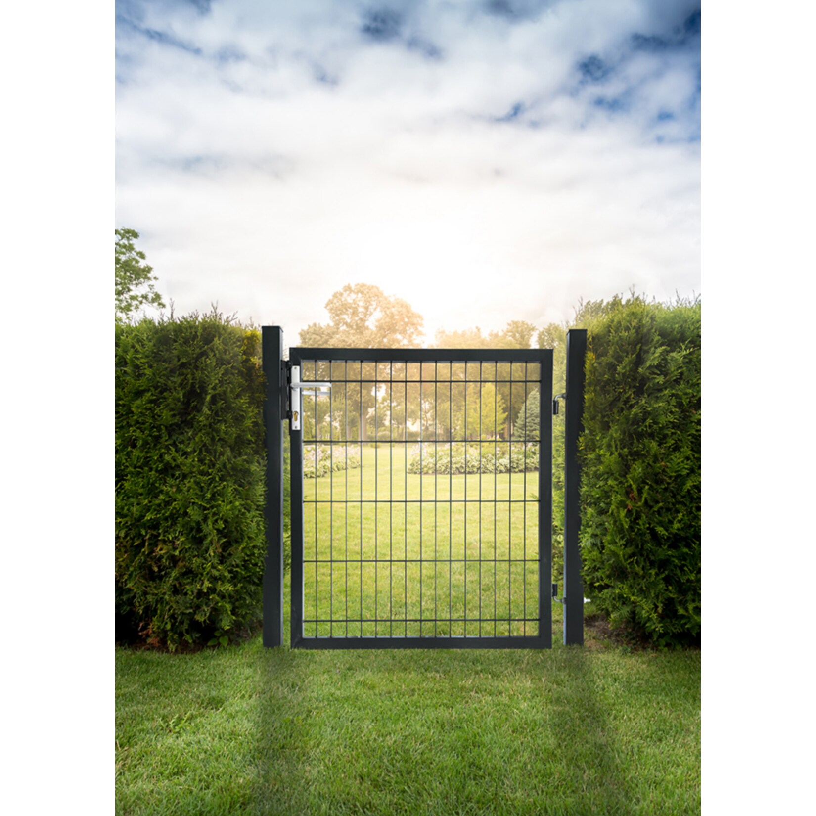 HOME DELUXE Doppelstabmatten Gartentor PORTARIUS anthrazit1,6m | 04058166027511