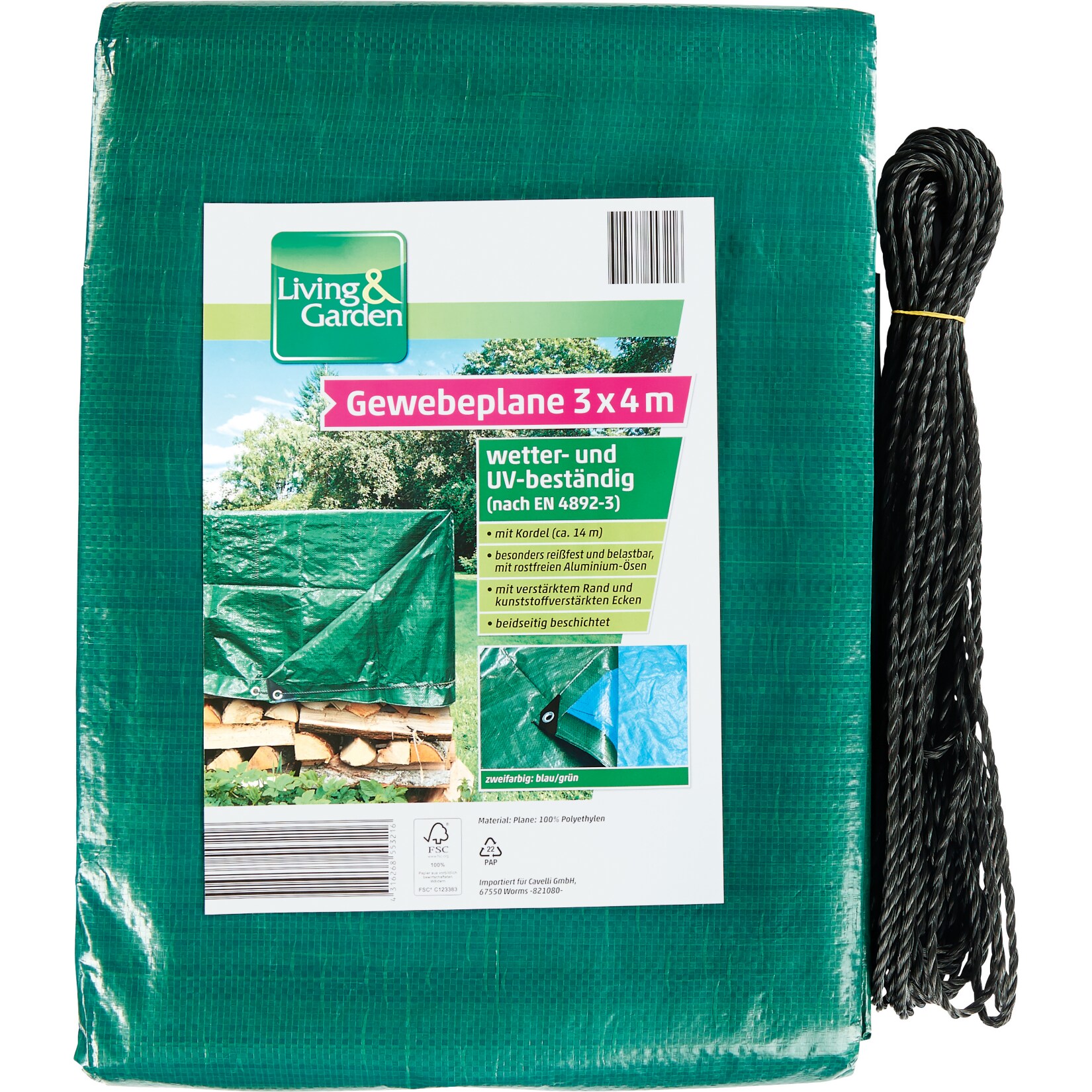 Living & Garden Gewebeplane mit Kordel ca. 3 x 4 m - Bild 1