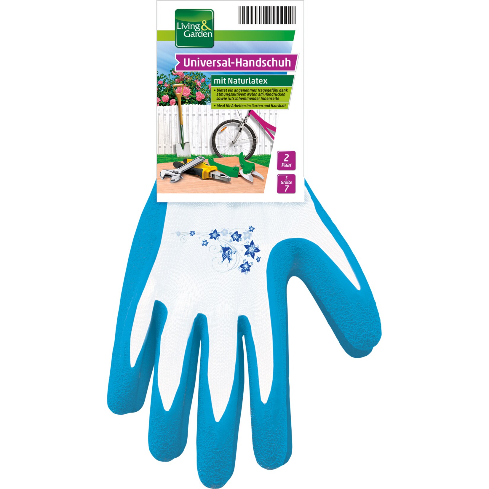 Living & Garden Universal-Handschuh, 2er Pack Gr. S blau online kaufen bei  Netto