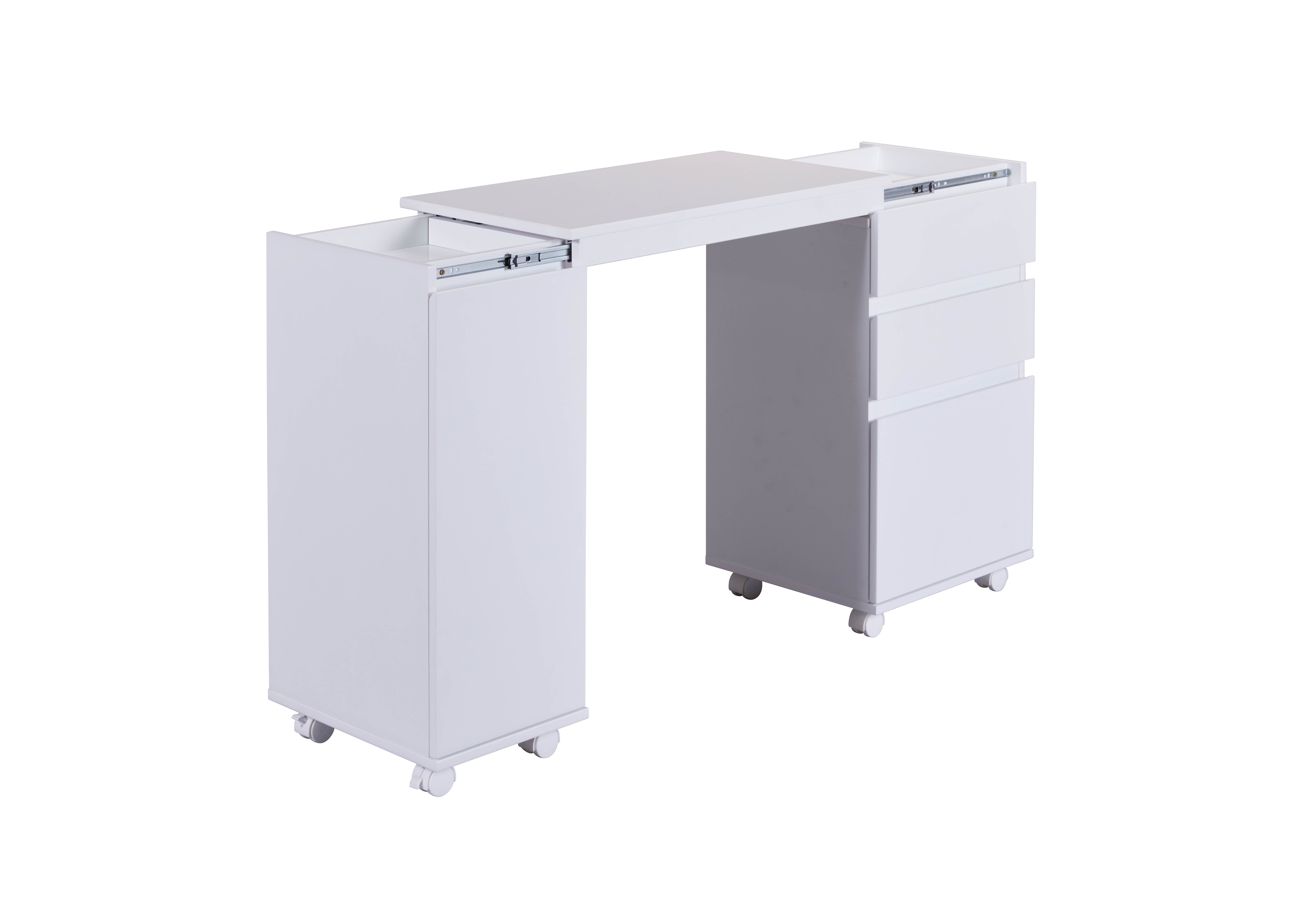 Inter Link Multifunktiontisch ausziehbar in weiss mit 1 T&uuml;r und 3 Schubladen - Bild 1