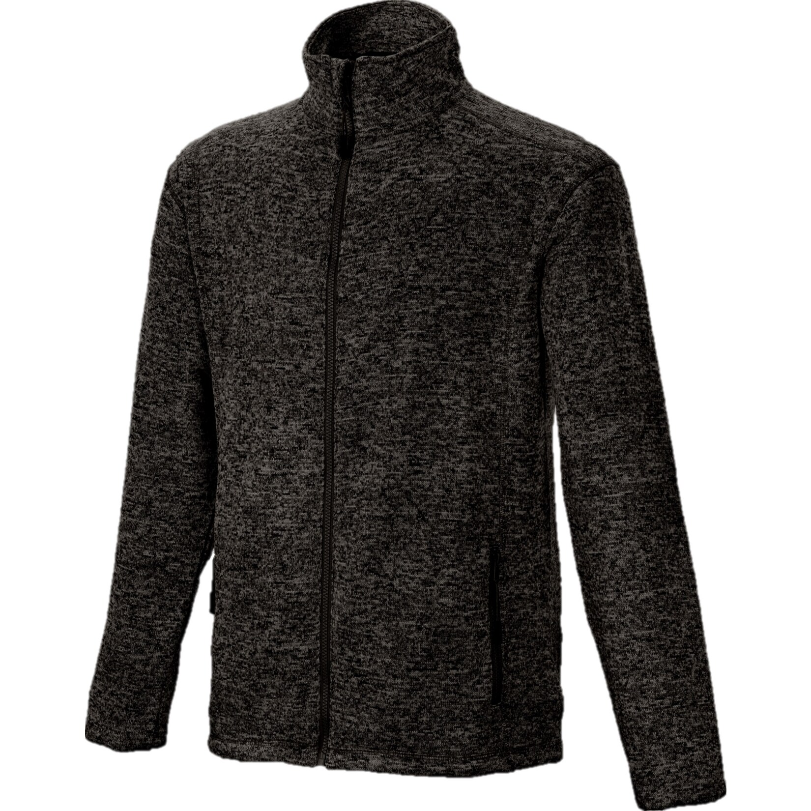 Herren Strickfleece Jacke in Schwarz meliert, M - Bild 1