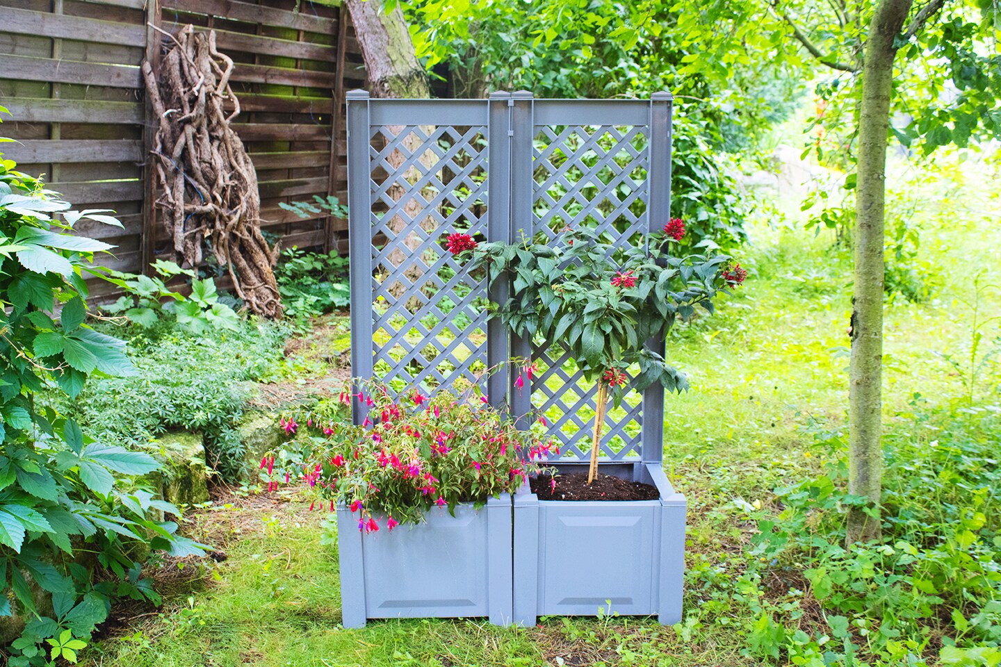 KHW Pflanzkasten mit Spalier 43 cm – 2er-Set, grau | 04013351372227